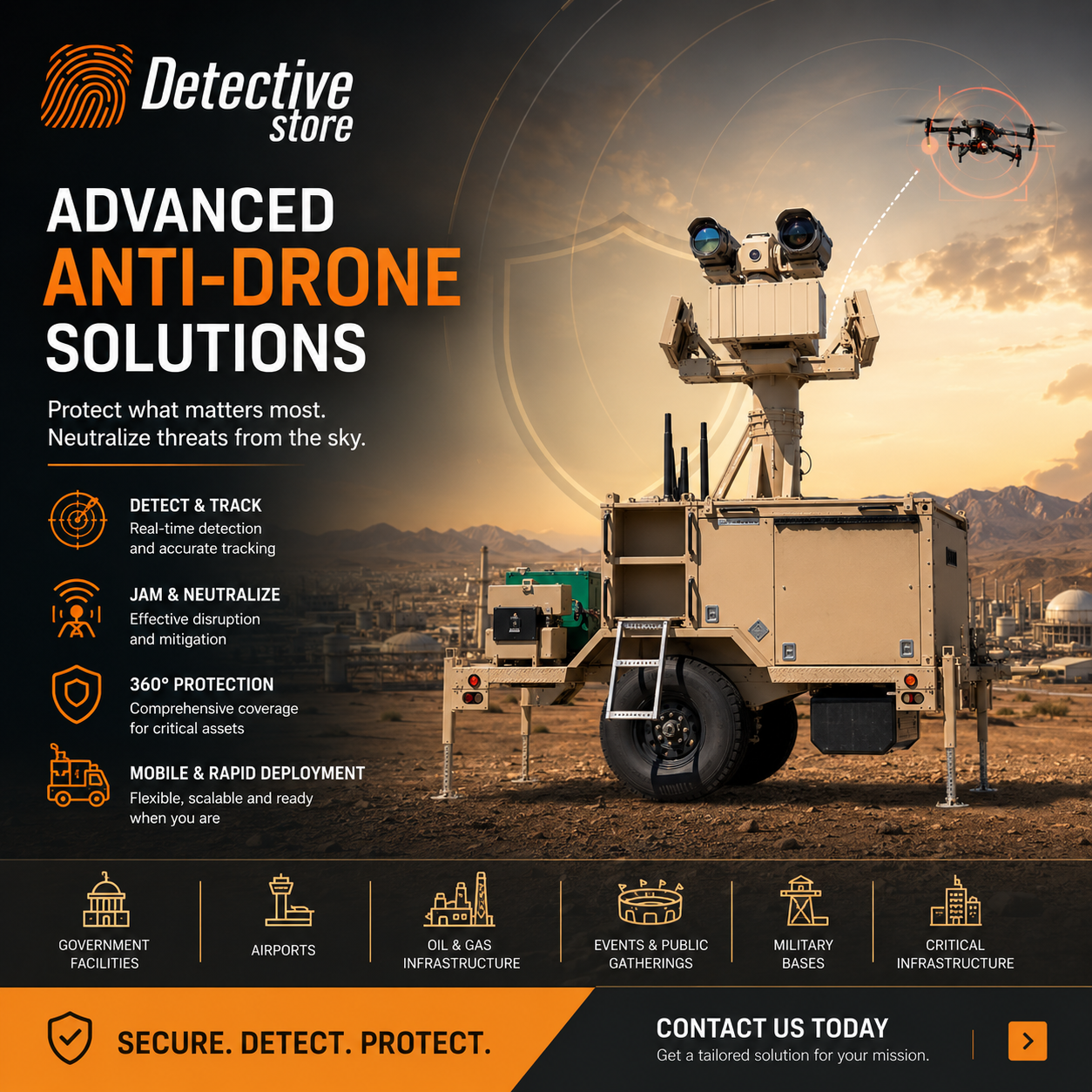 Detective Store Facebook ad: Anti Drone Solutions
