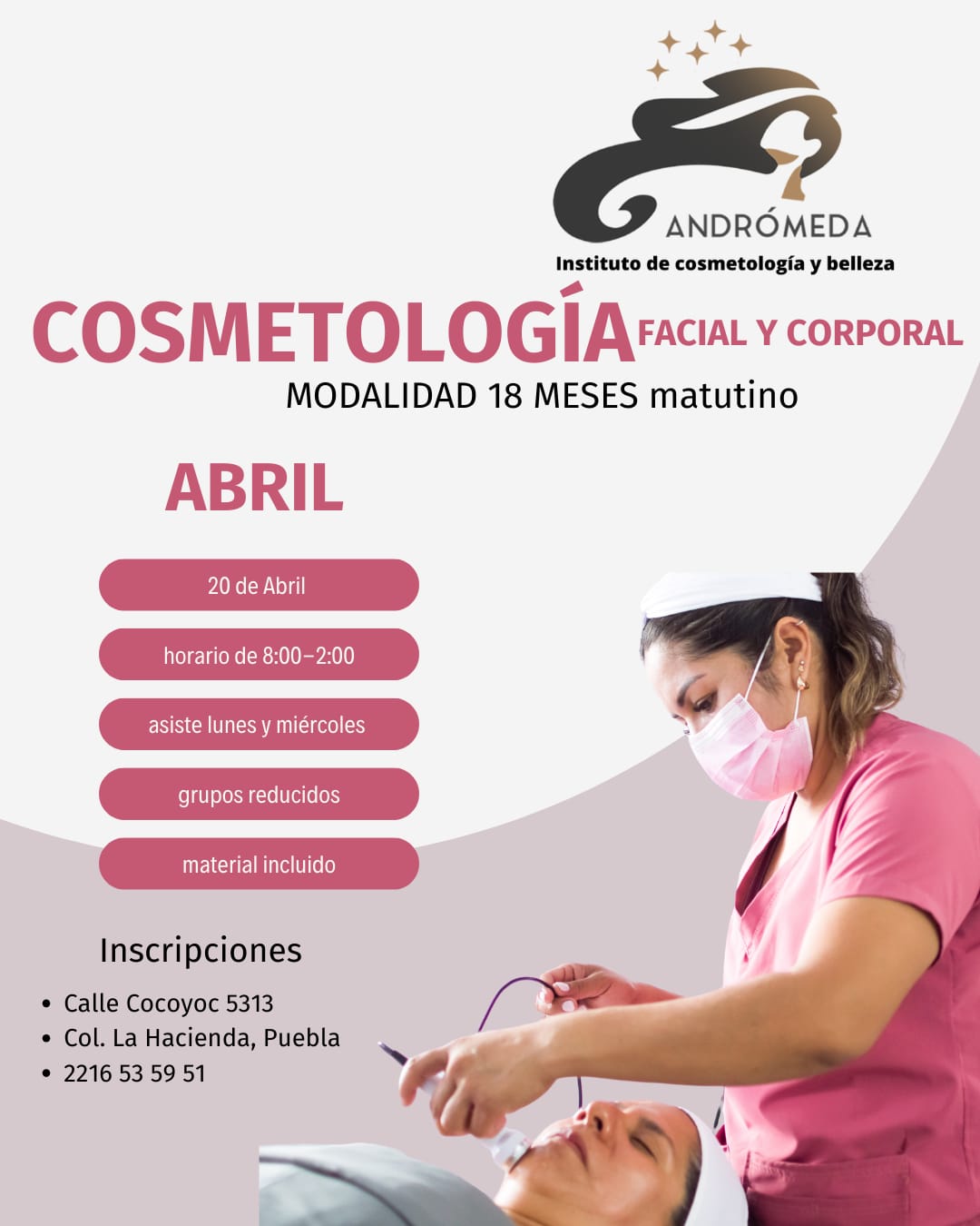 Andrómeda Instituto de cosmetología y belleza Facebook ad: 6 lugares