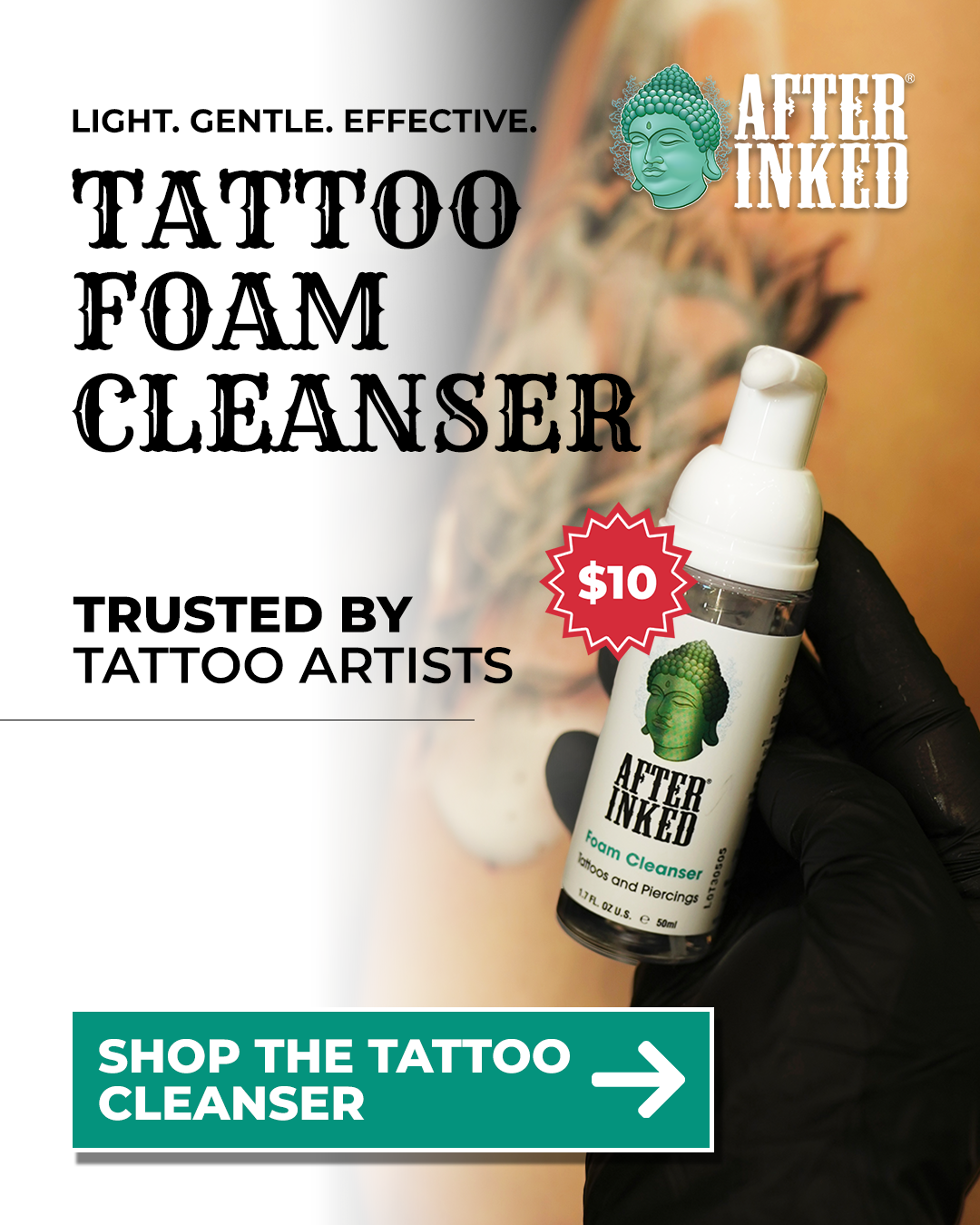 AFTER INKED Facebook ad: Tattoo Foam Cleanser