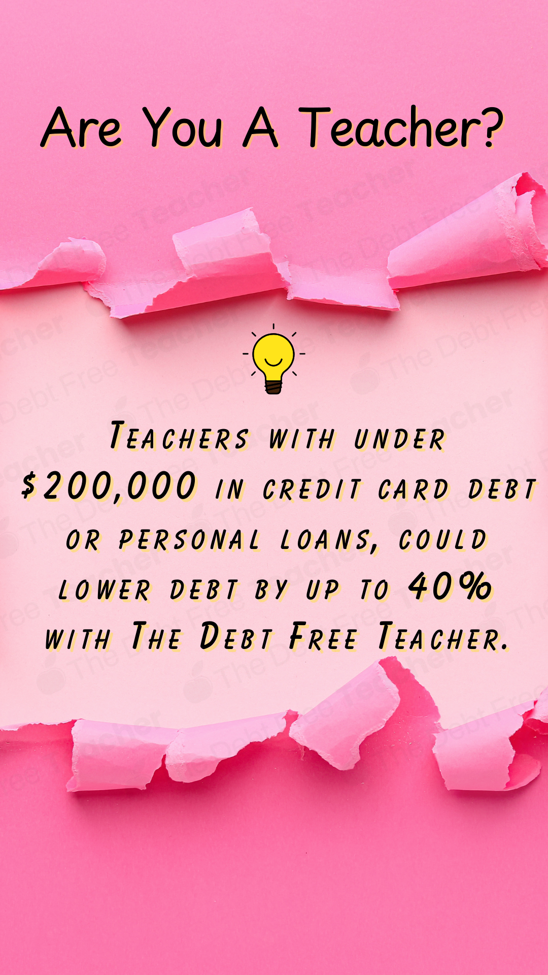The Debt Free Teacher Facebook ad