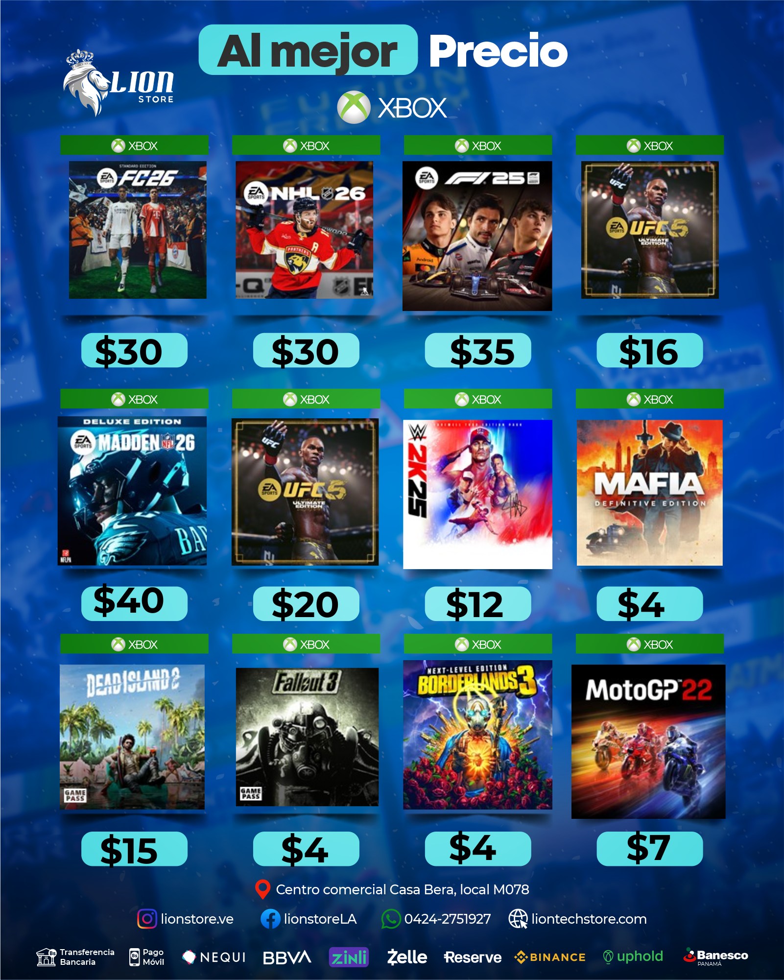 Lionstore.ve Facebook ad: OFERTAS DE FEBRERO en Lion Store, Xbox Edition