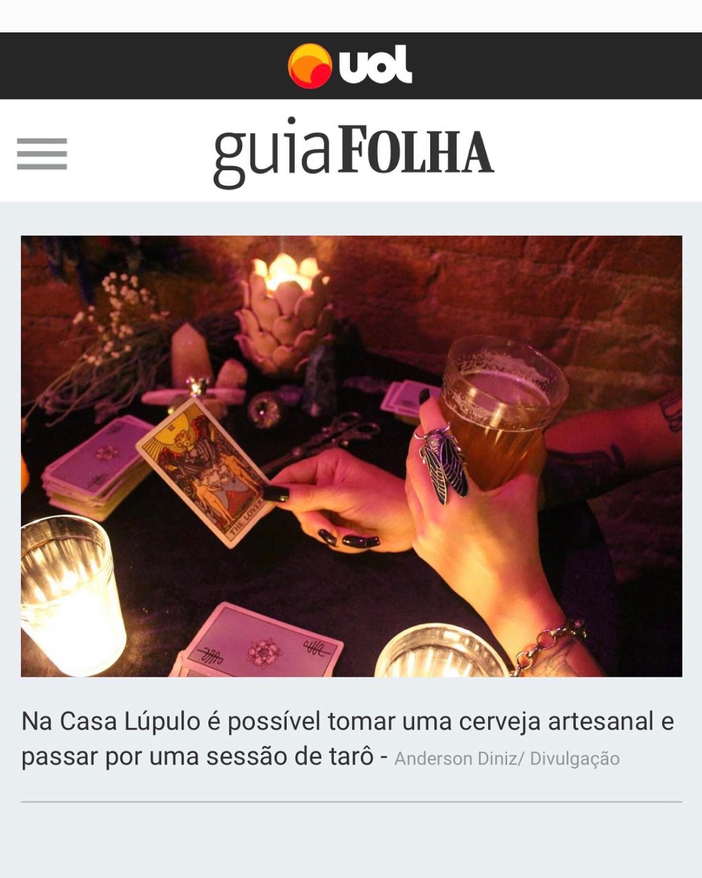 Casa Lúpulo Facebook ad: trecho da reportagem do @guiafolha abril/2024