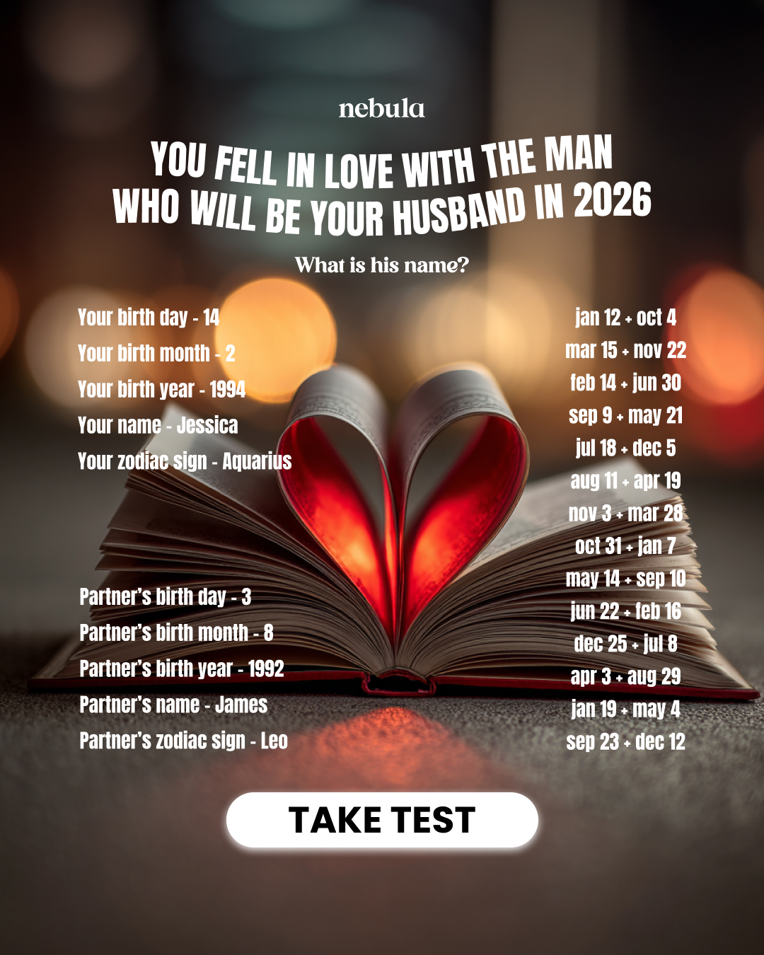Nebula: Marriage Compatibility Facebook ad