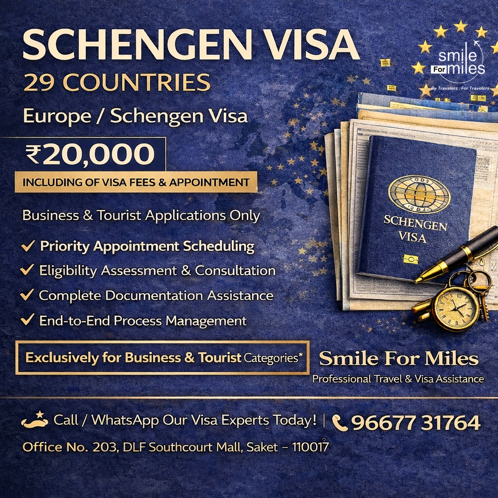 Smile For Miles Facebook ad: Schengen Visa, Tourist & Business Only