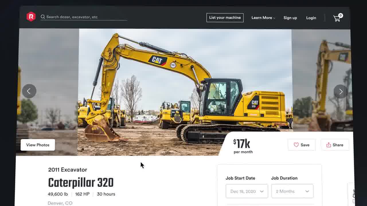 Rubbl Facebook ad: Heavy Equipment Rental Marketplace
