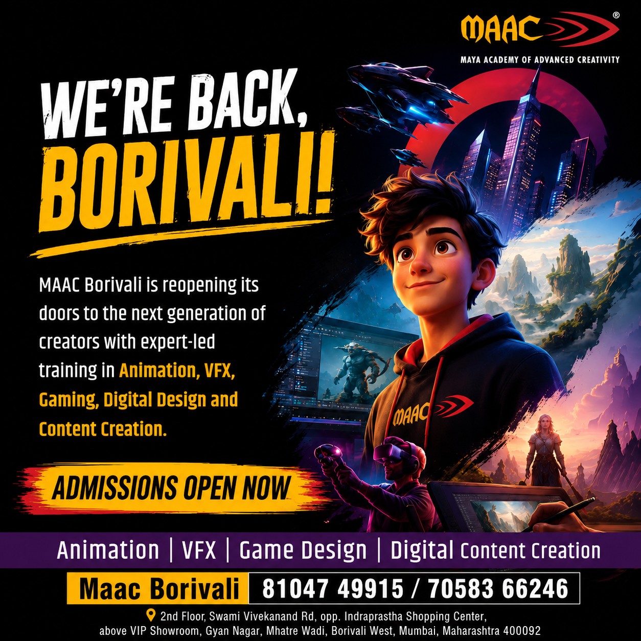 MAAC Borivali Facebook ad: WE’RE BACK, BORIVALI!