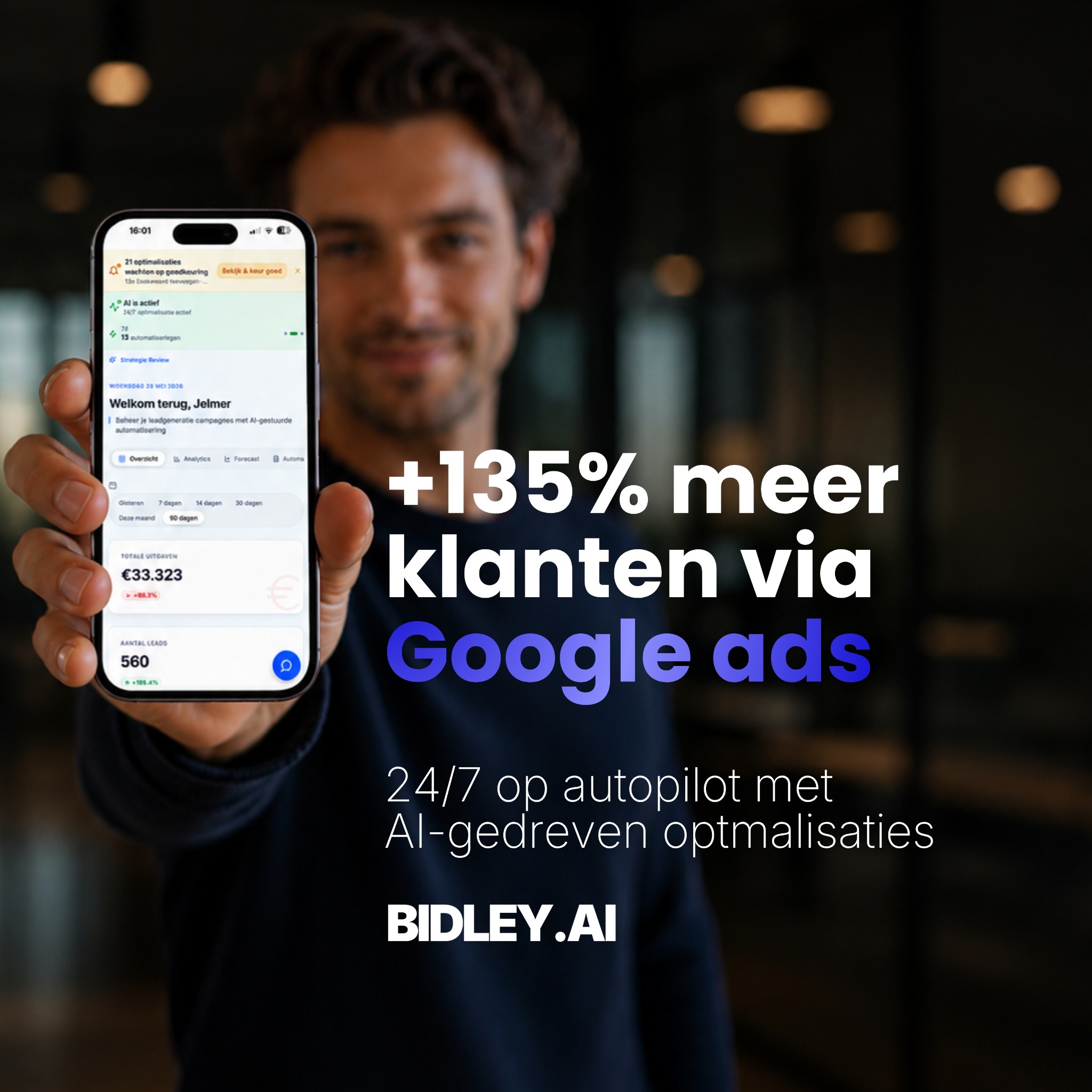 Bidley.ai - 24/7 AI Google Ads optimalisatie Facebook ad