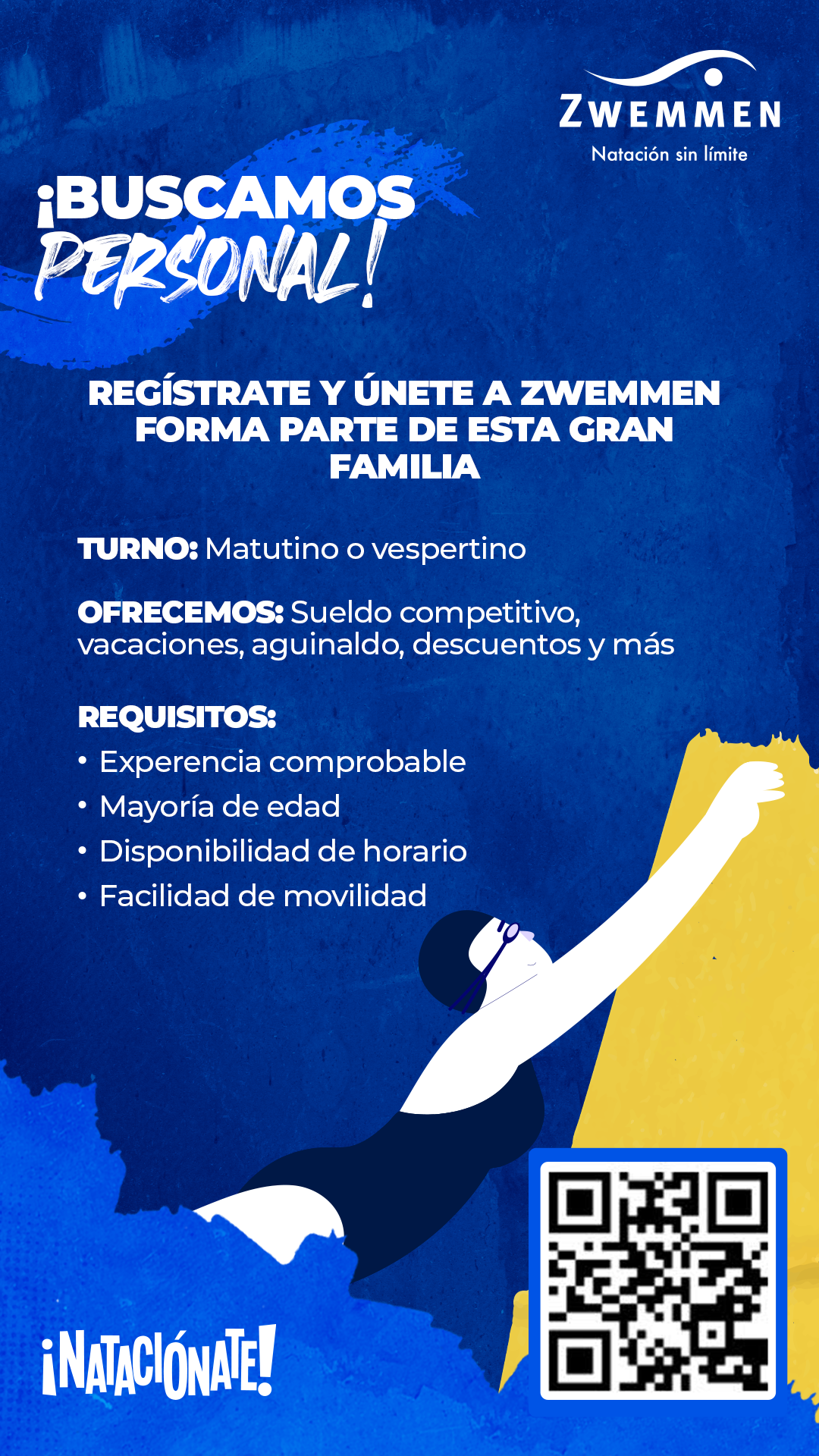 Zwemmen Facebook ad: ¡Postúlate!