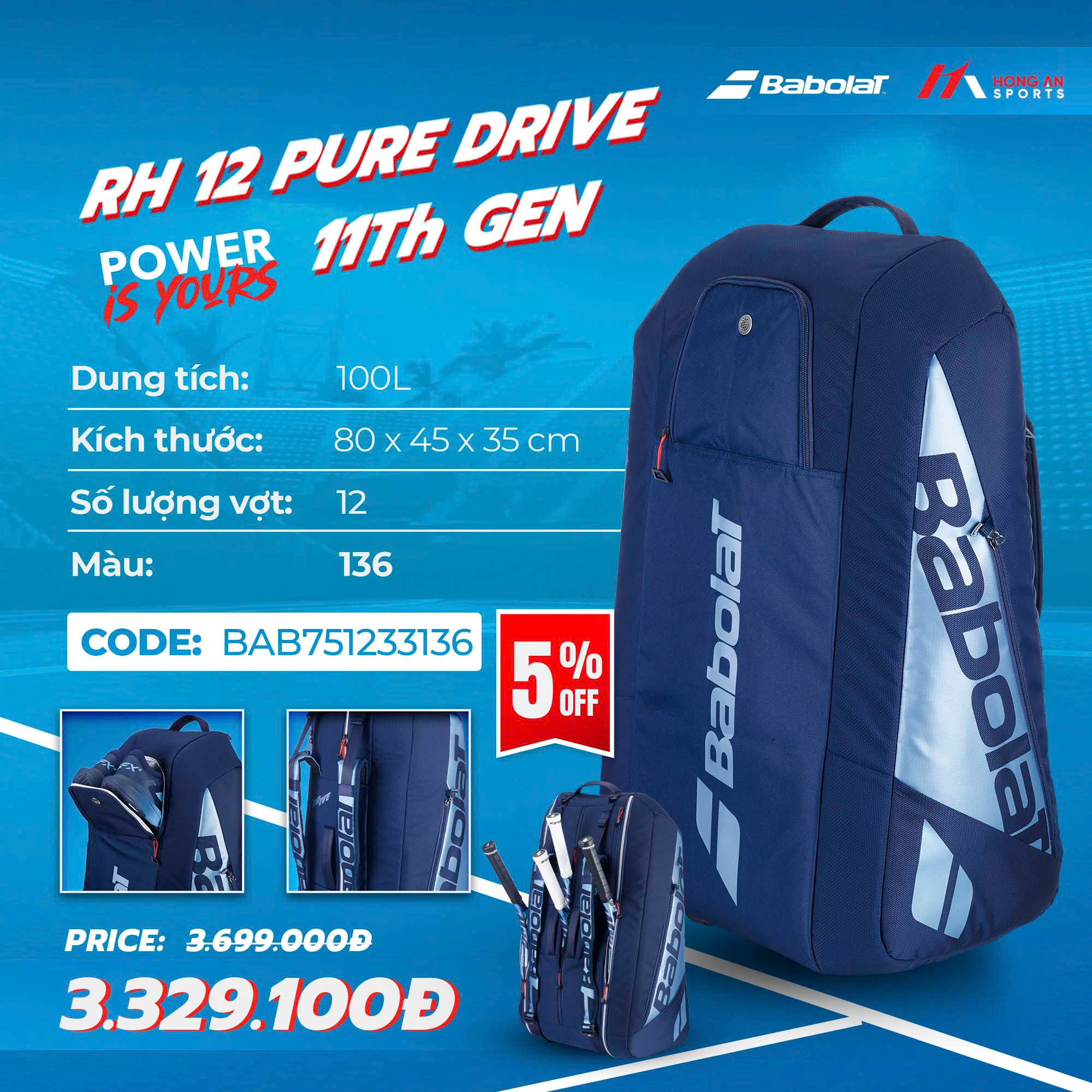 Babolat Facebook ad: SALE KHỦNG, TÚI TENNIS BABOLAT