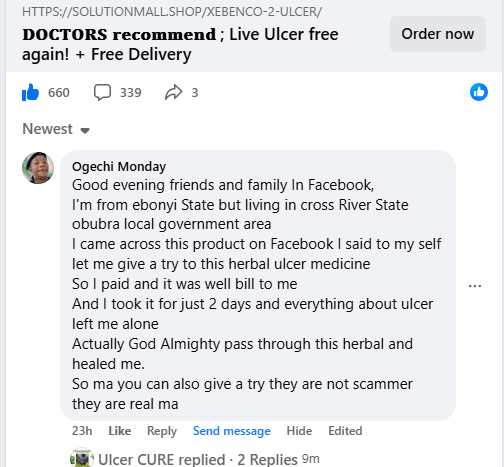Ulcer CURE Facebook ad