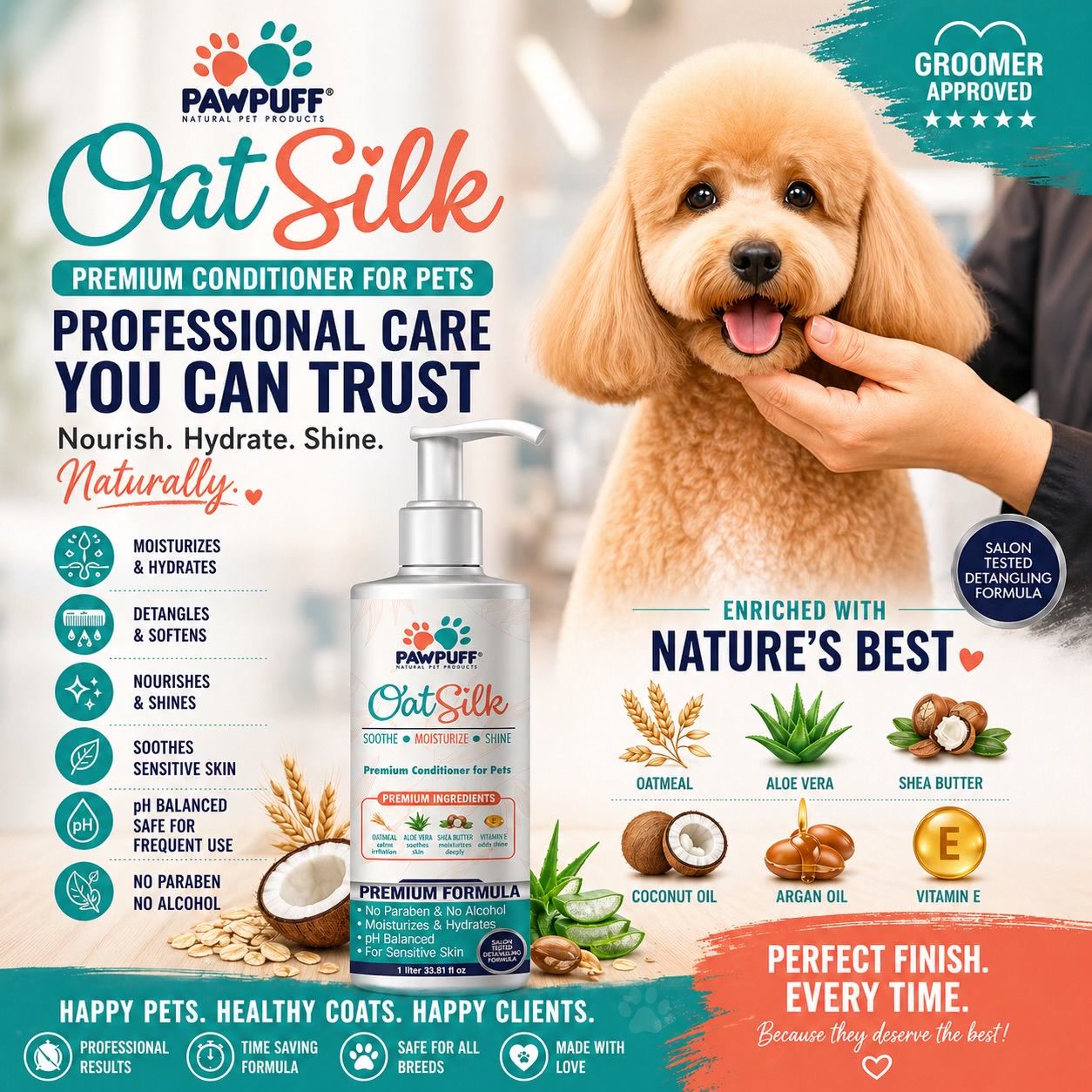 Paw Puff Natural Pet Products Facebook ad: Stop using harsh shampoo on your pet