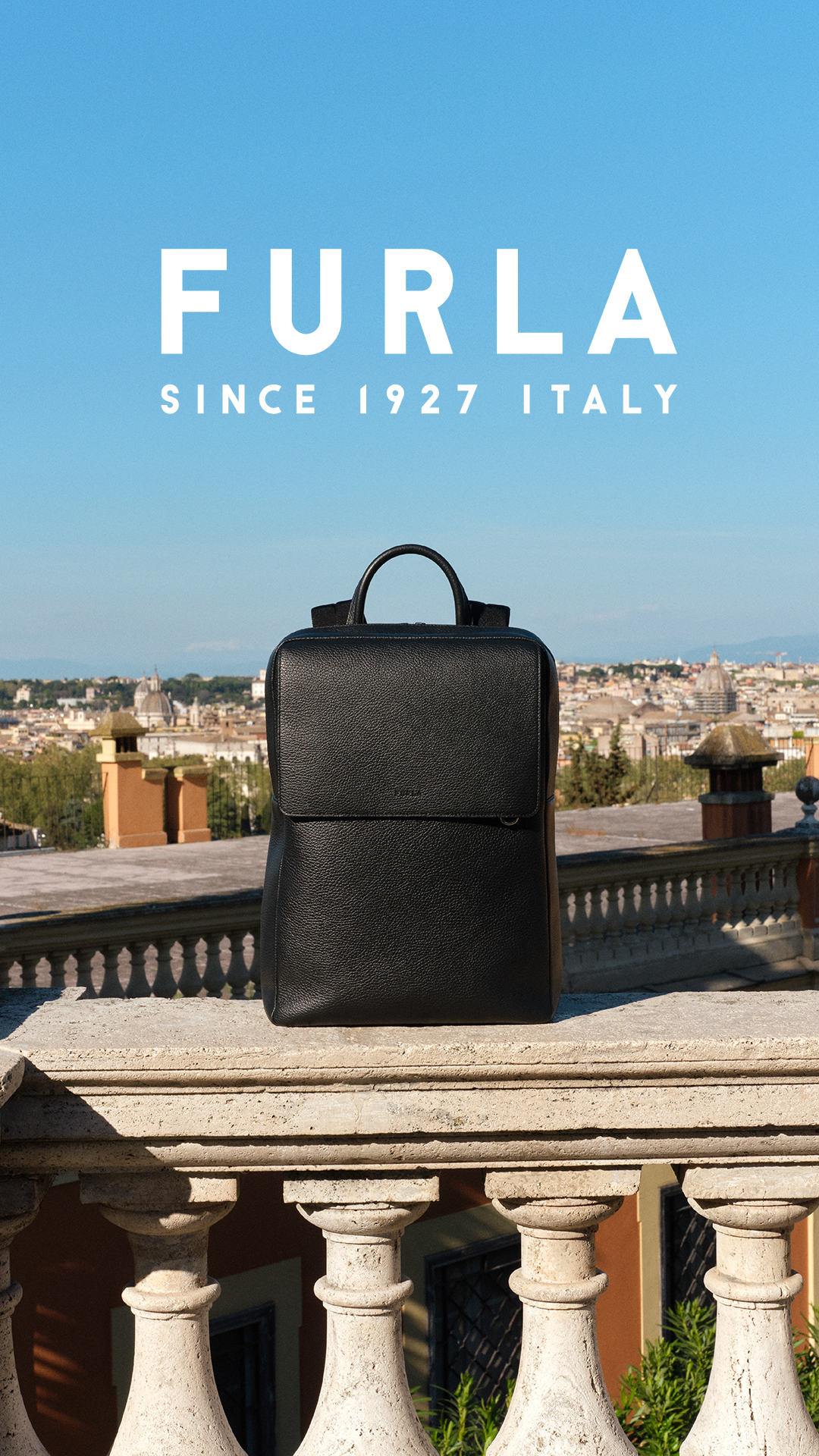 Furla Facebook ad: 永遠の都ローマからインスピレーションを得たメンズ新作コレクションが登場。
