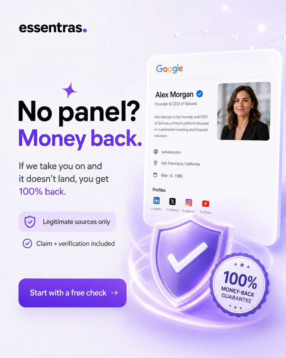Essentras Facebook ad: Own your Google Knowledge Panel
