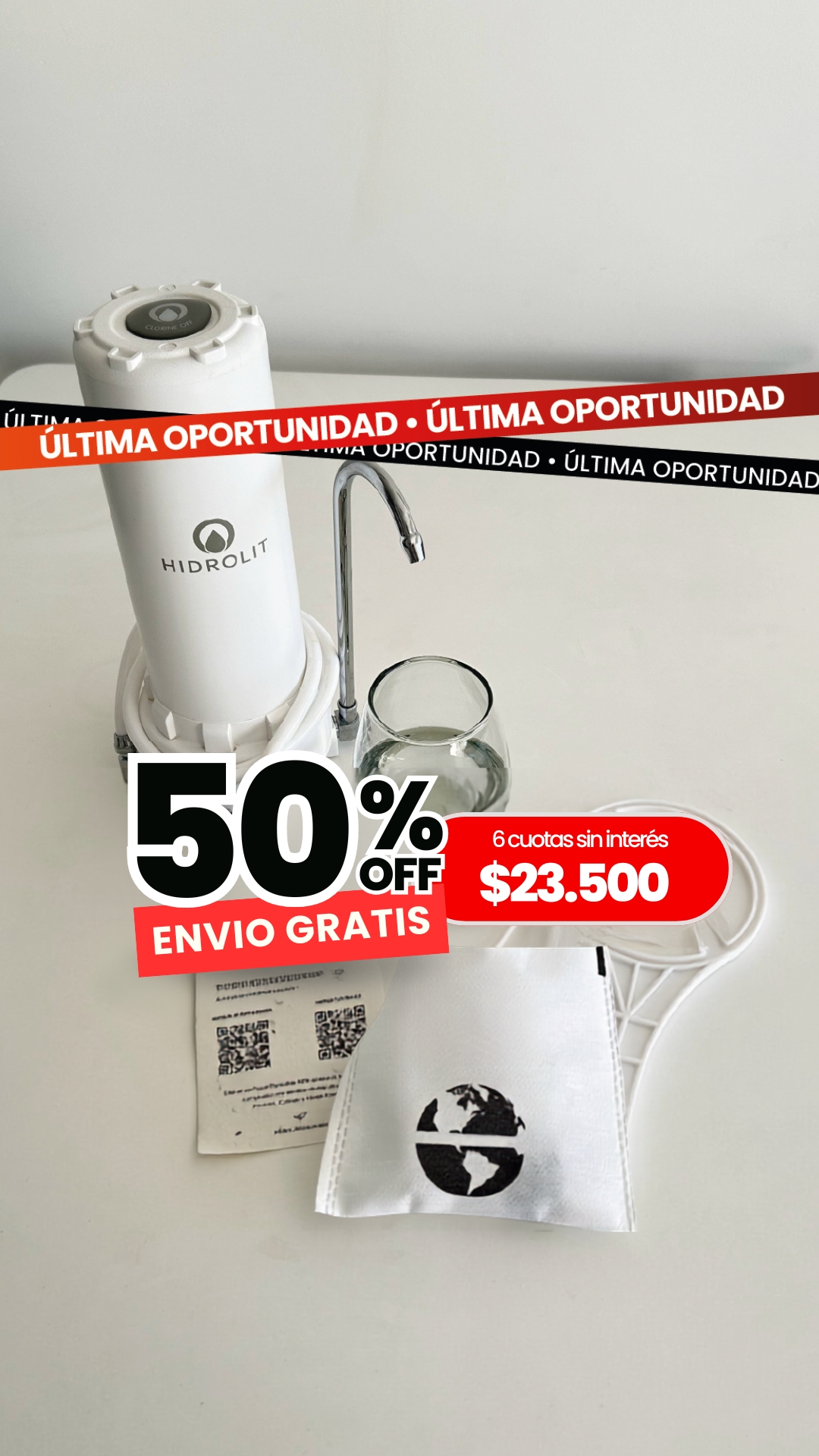 Hidrolit Facebook ad: Purificador de Agua Hidrolit | 50% OFF