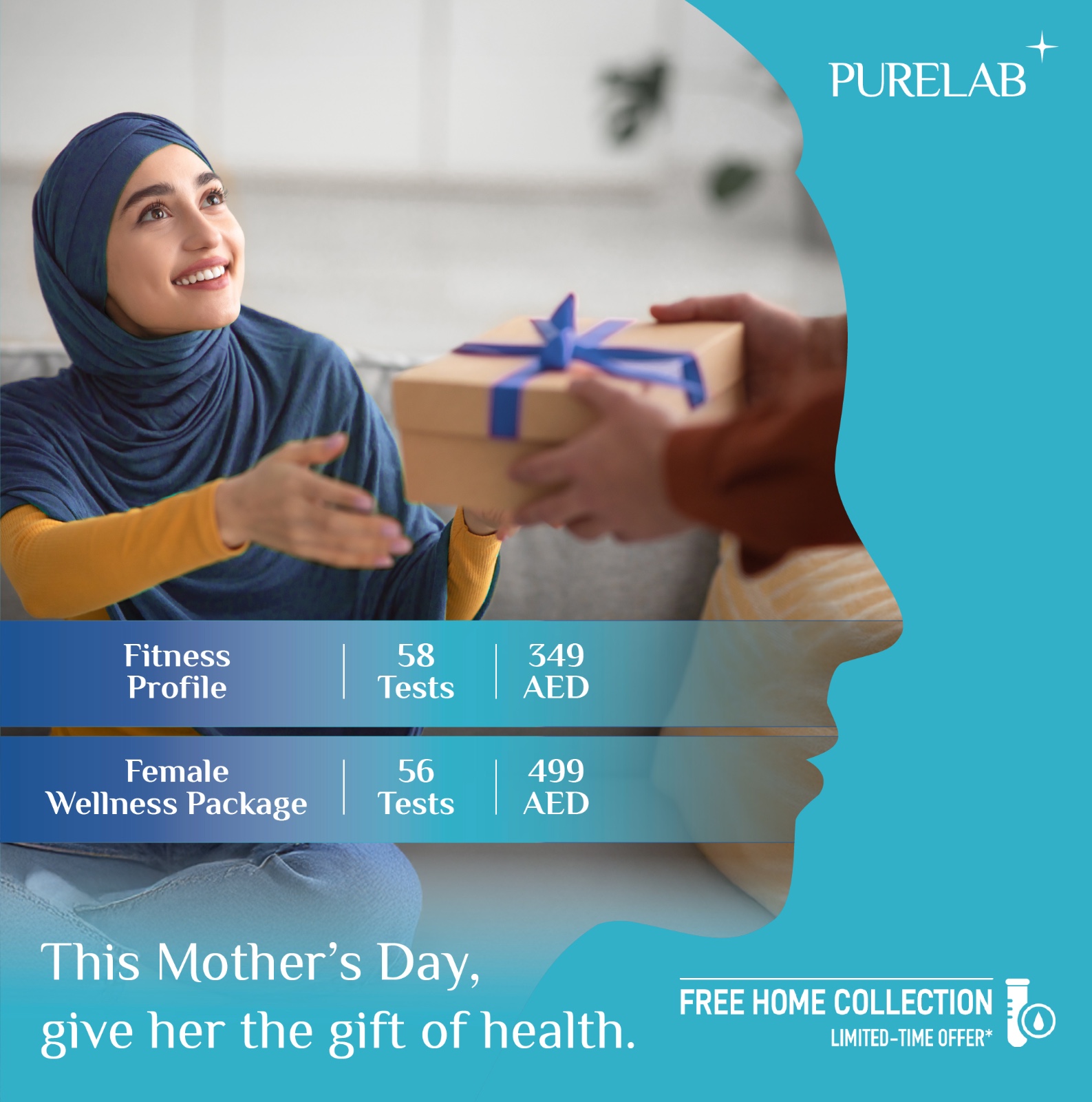 PureLab Facebook ad: She takes care of everyone’s health.