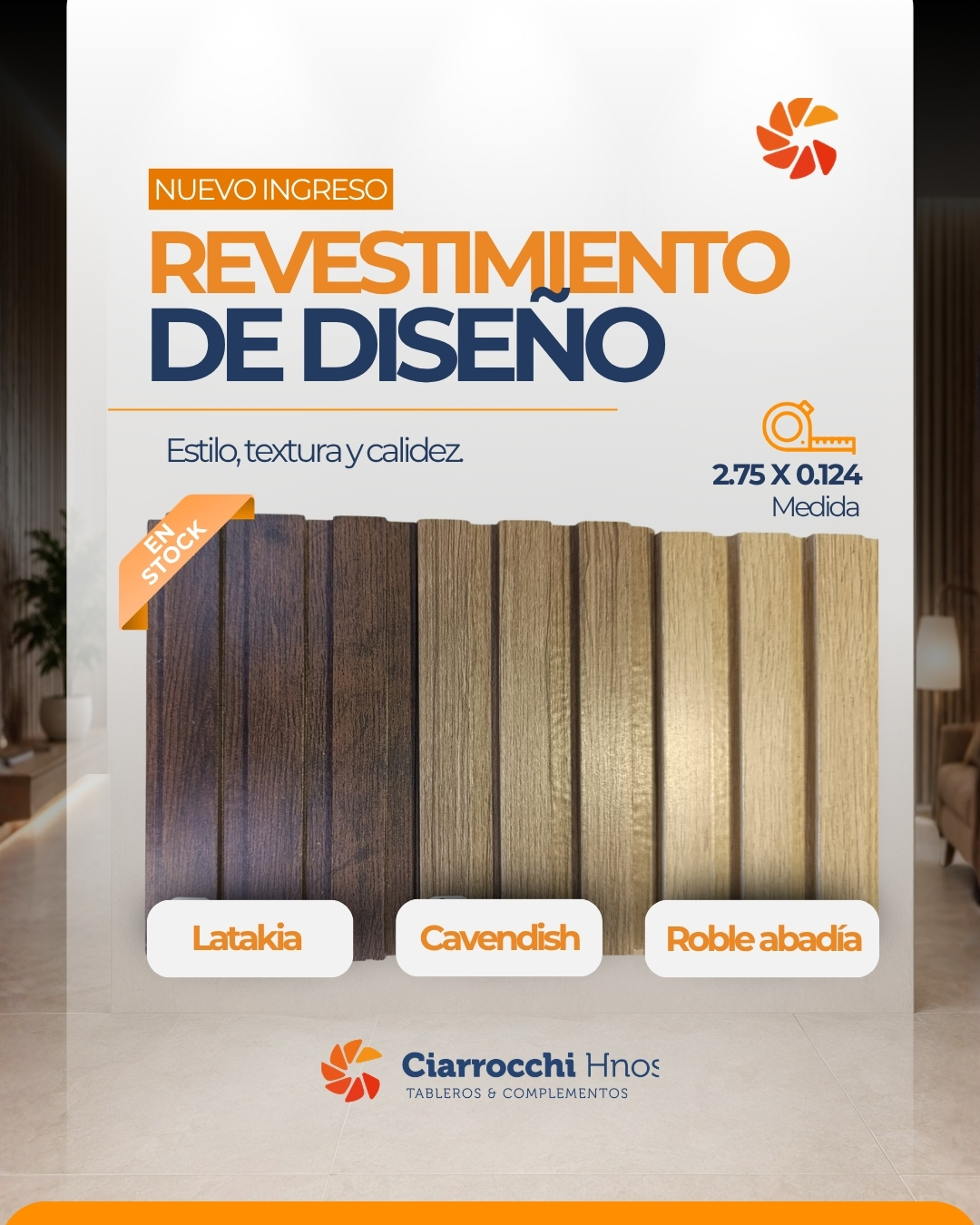 Ciarrocchi Hnos. Facebook ad: Renová tus ambientes con diseño y textura.