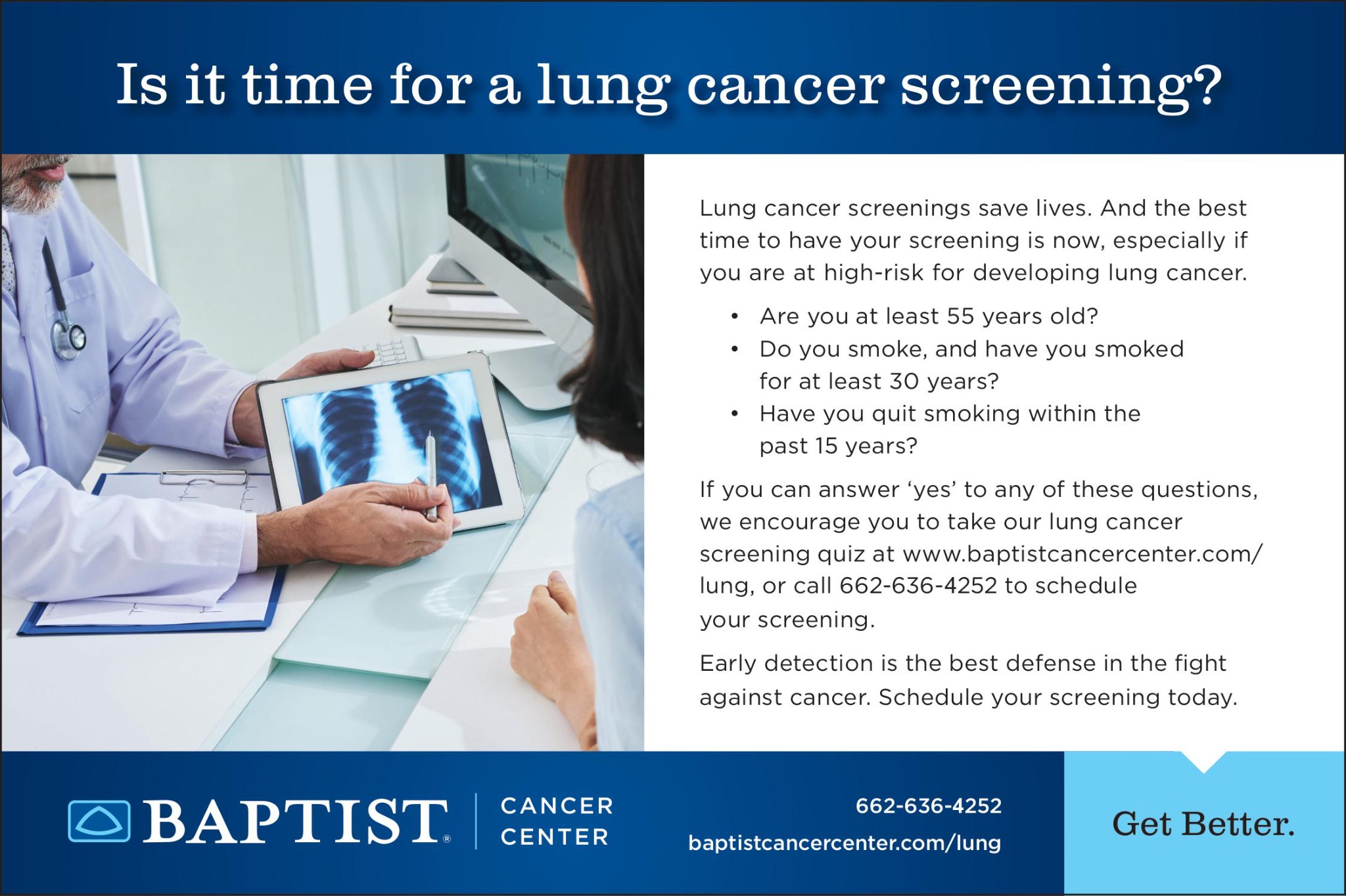 Baptist Memorial Hospital - North Mississippi Facebook ad: Lung Cancer Screening