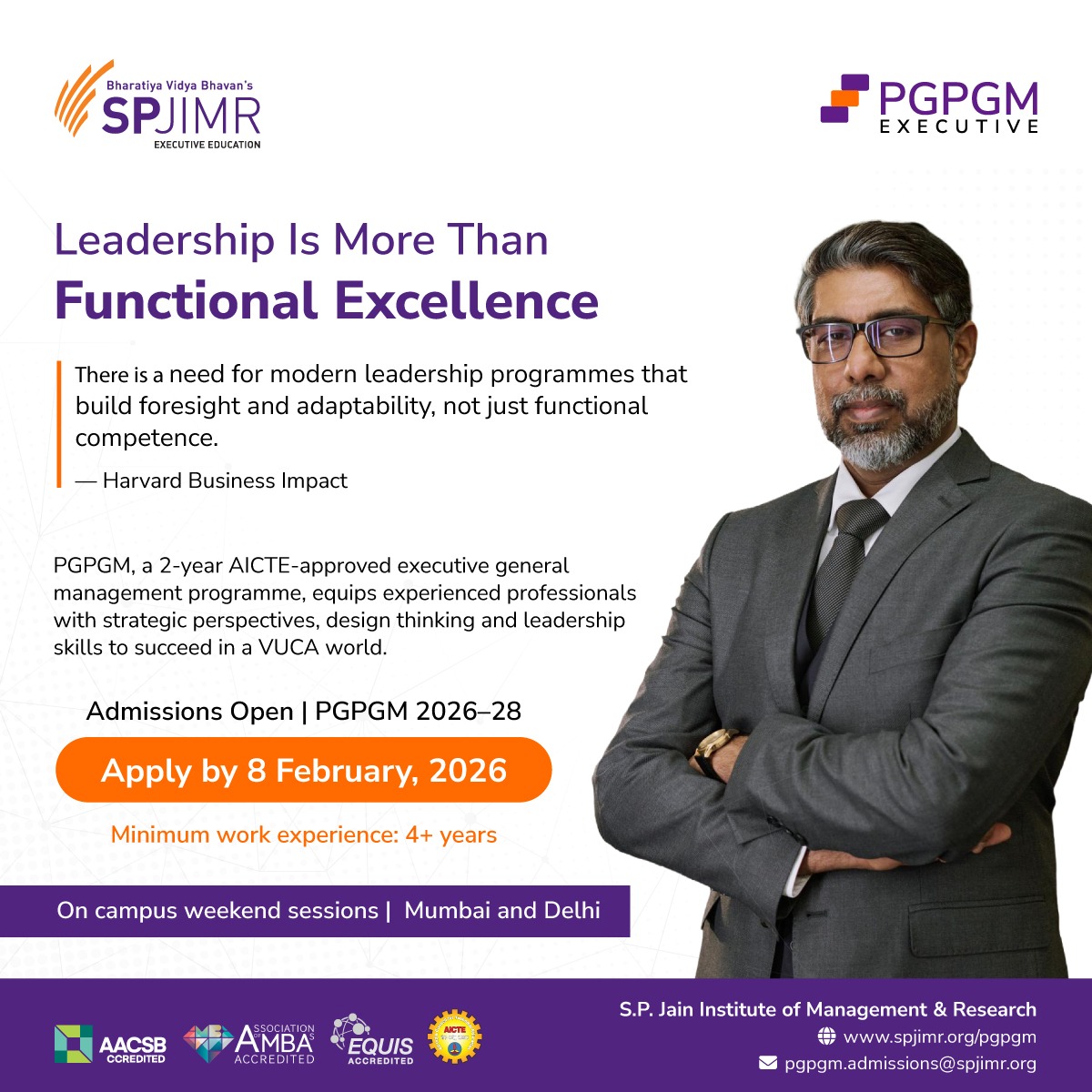 Spjimr - Executive Education Facebook ad: PGPGM - Exec. MBA Programme from SPJIMR