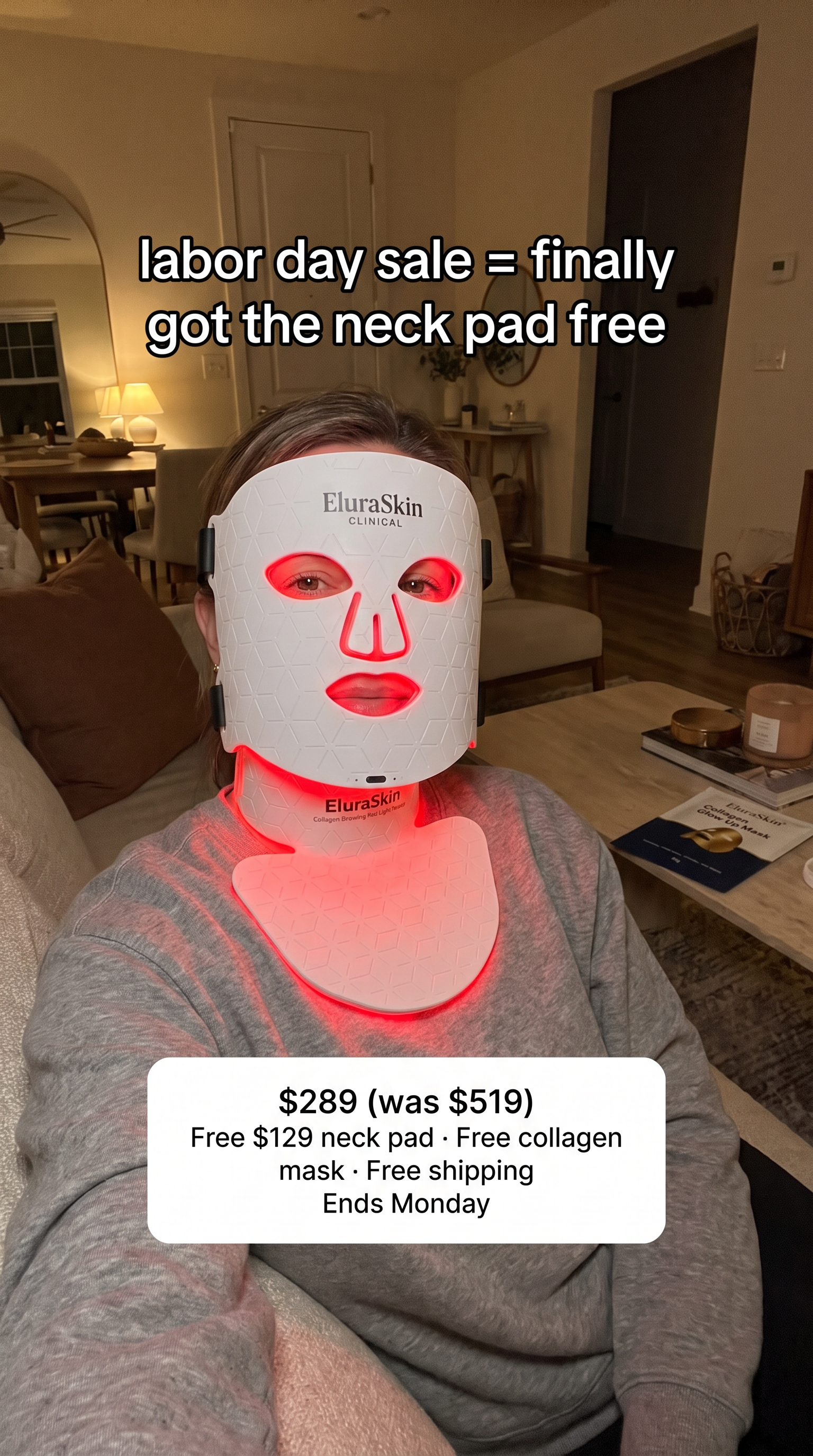Elura Skin Facebook ad: Free $129 Neck Pad This Weekend