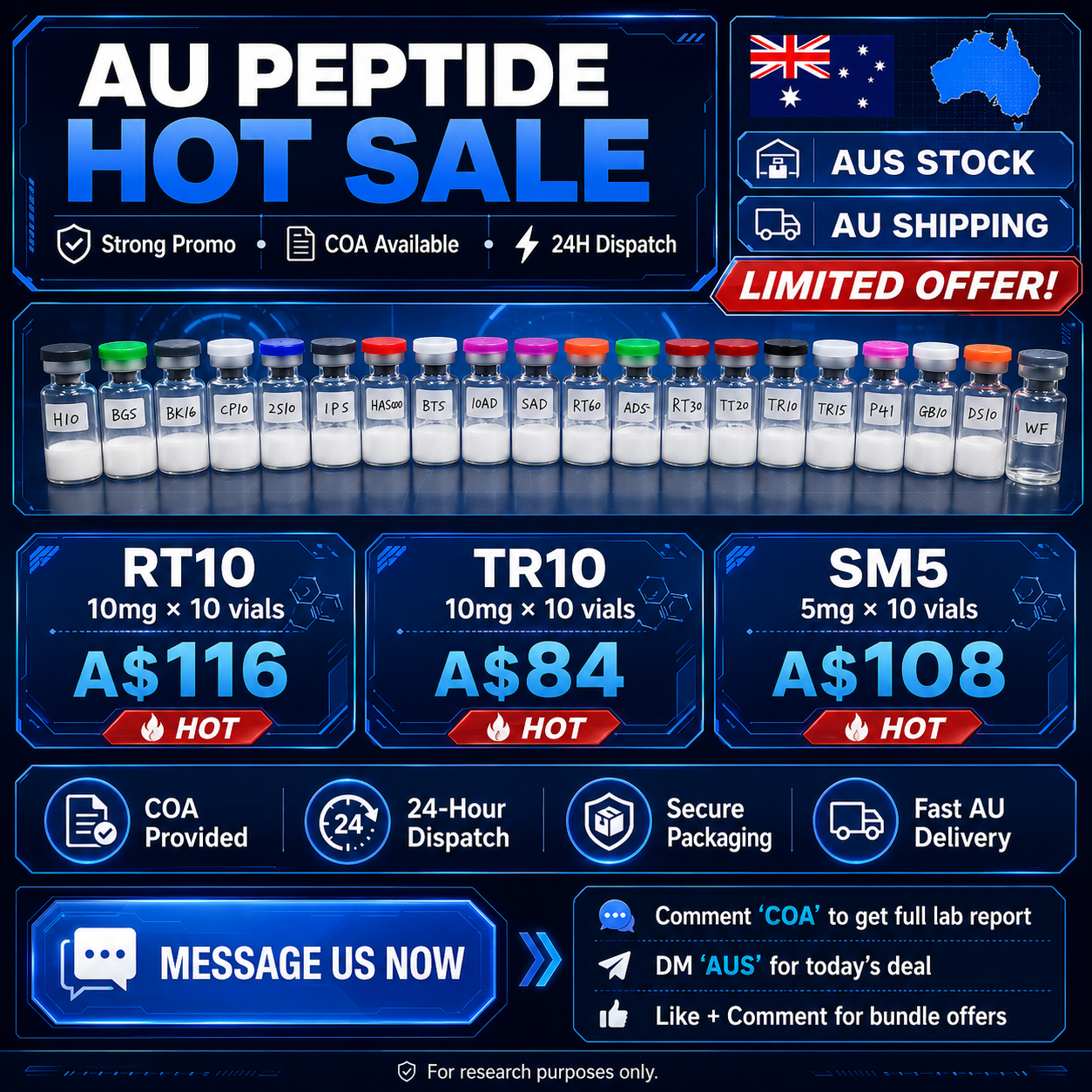 RT World Facebook ad: AU Peptide Hot Sale | Limited Offer Today!