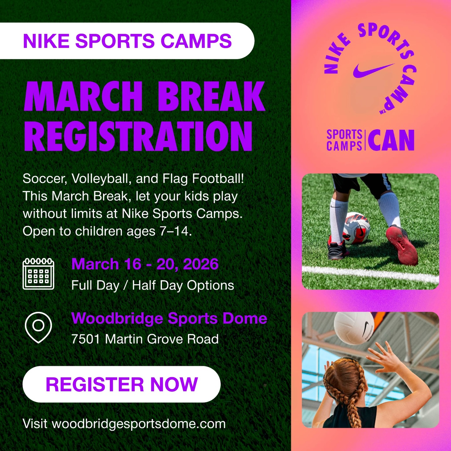Woodbridge Sports Dome Facebook ad: Nike Sports Camps - Woodbridge Sports Dome