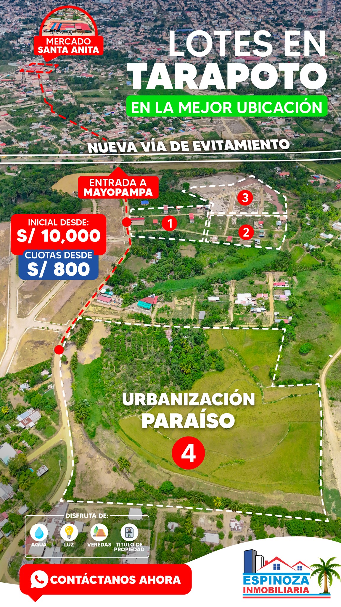 Espinoza Inmobiliaria Facebook ad: Tu terreno en Tarapoto con la mejor ubicación…