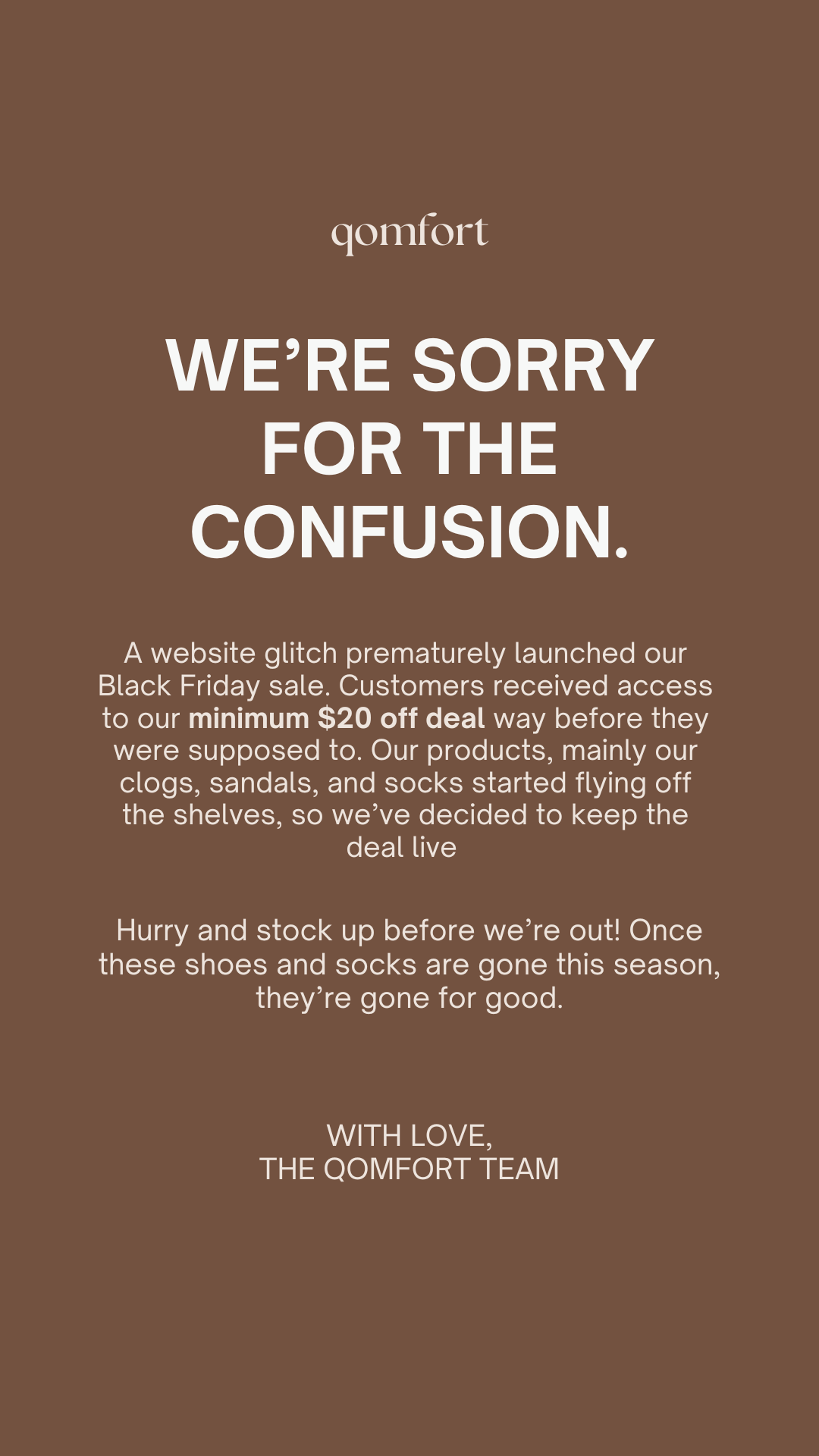 Qomfort Co. Facebook ad