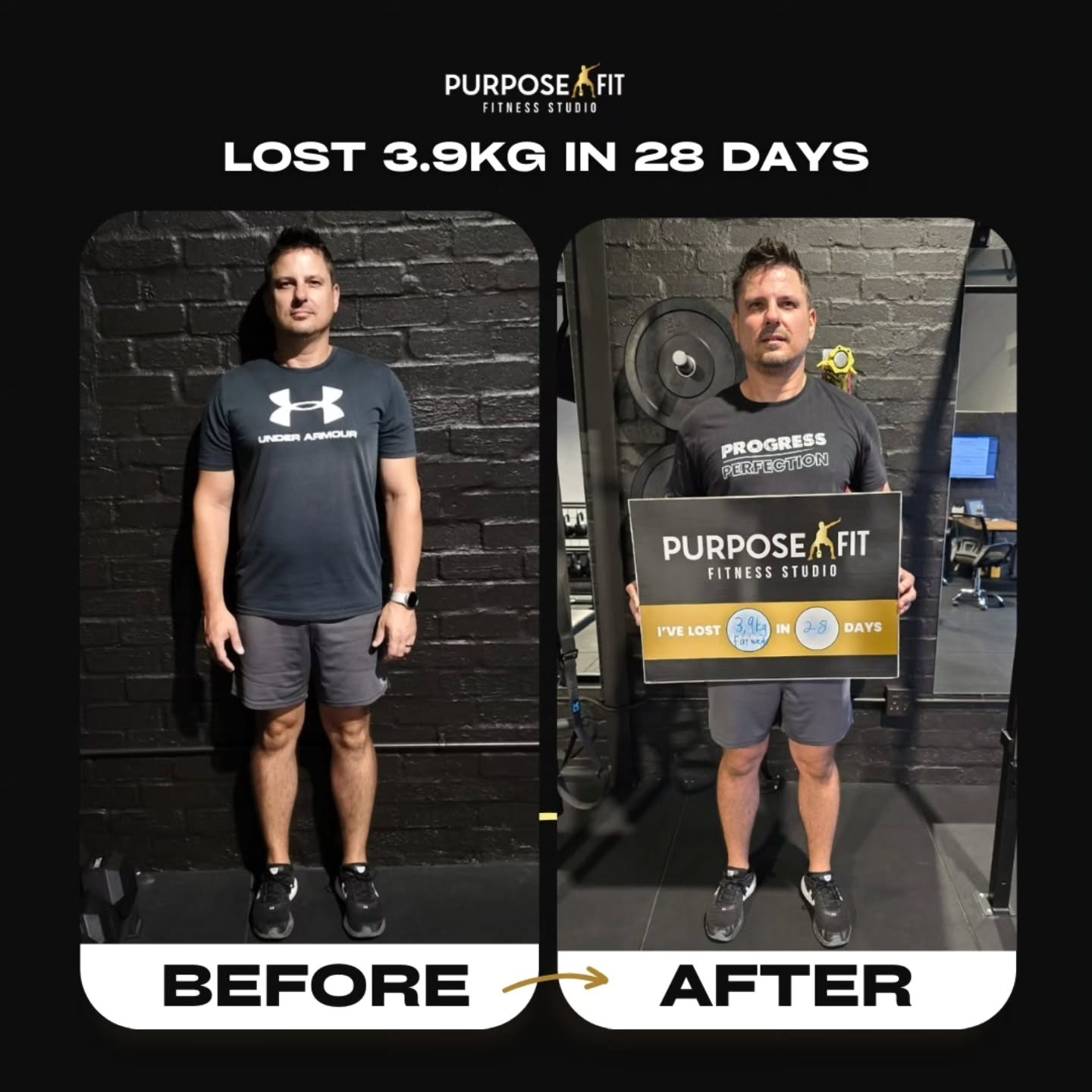 Purpose Fit Fitness Studio Facebook ad: 28-Day Weight Loss Challenge