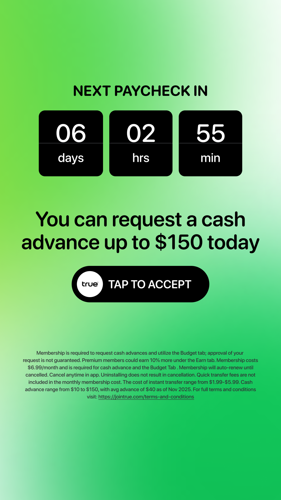 True Finance Facebook ad from Aug 2, 2026