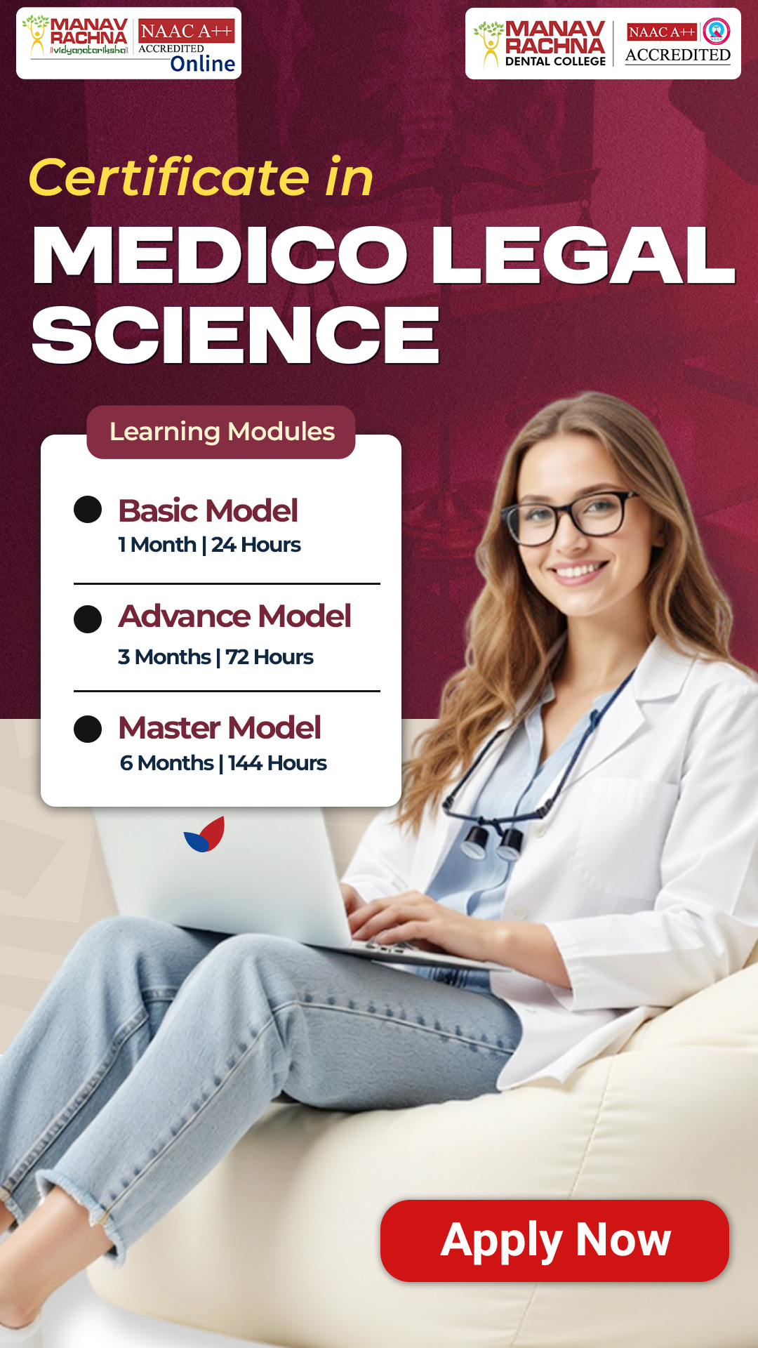 Manav Rachna Online Facebook ad: Certificate in Medico Legal Science, Enroll Today
