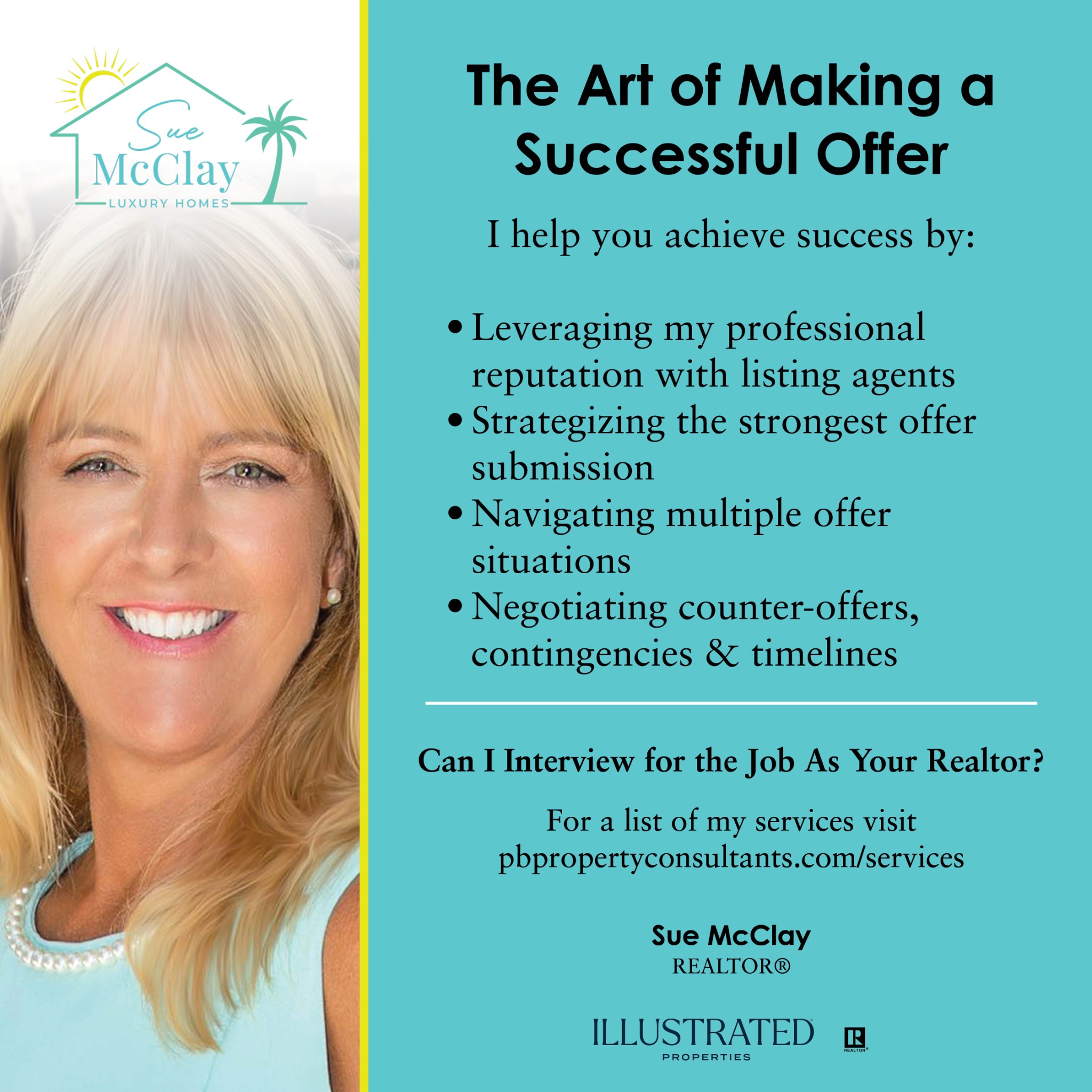 Sue McClay PBG Real Estate Facebook ad: Message or Call (561) 308-6231