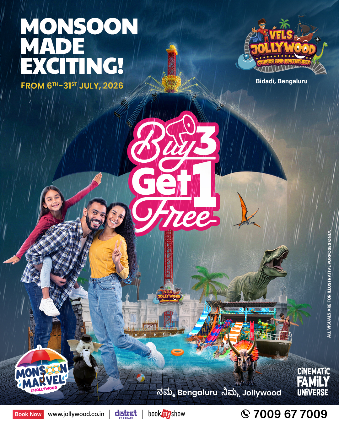 Vels Jollywood Adventures Facebook ad: Every drop of rain brings a wave of…