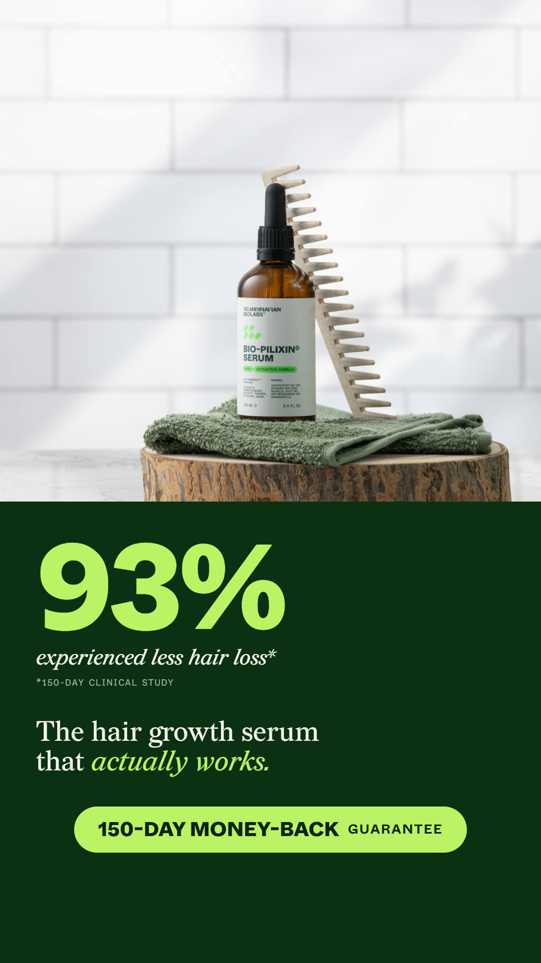 Scandinavian Biolabs Facebook ad: 93% Experienced Less Hair Loss