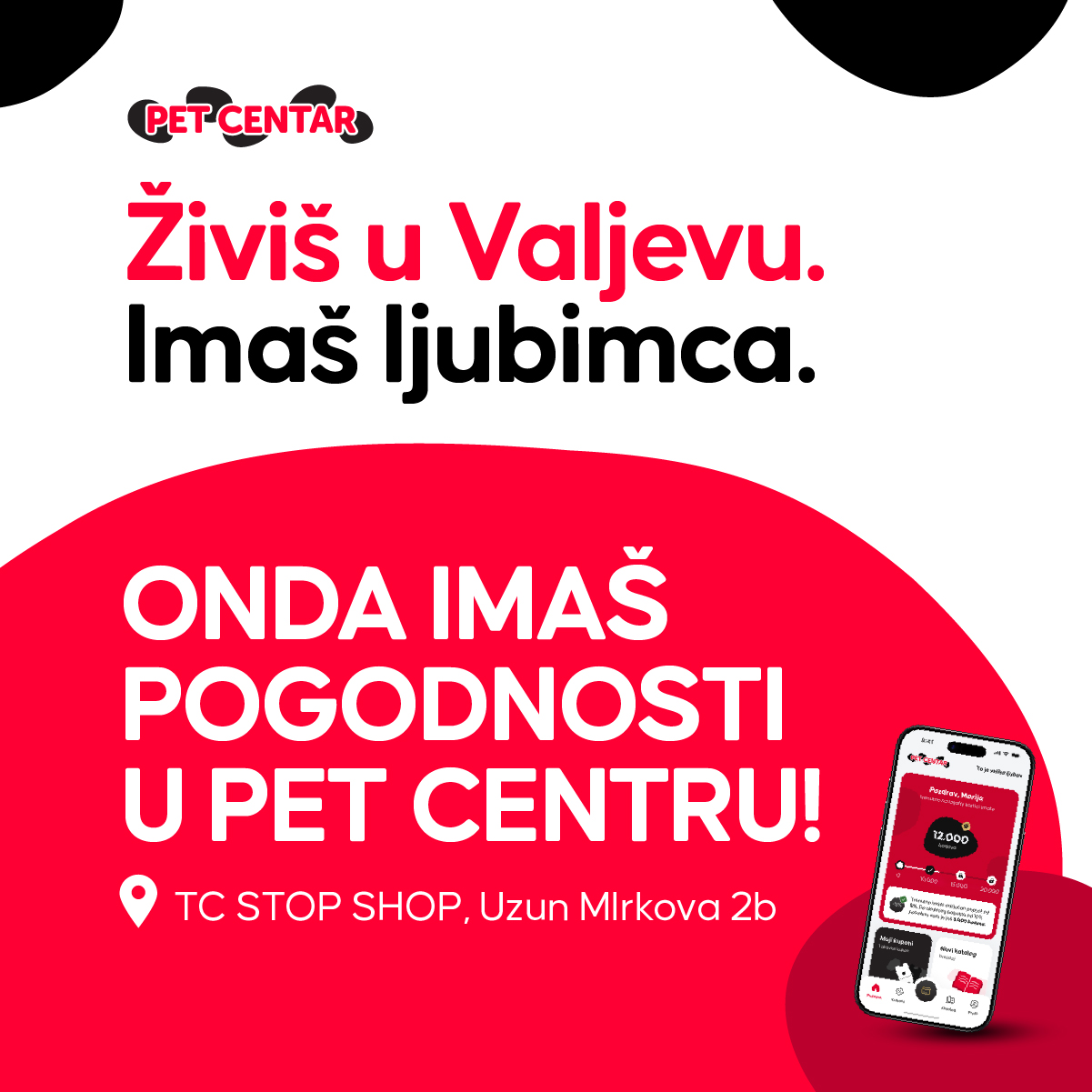 PET CENTAR Srbija Facebook ad: Imaš pogodnosti u Pet centru, poseti nas!