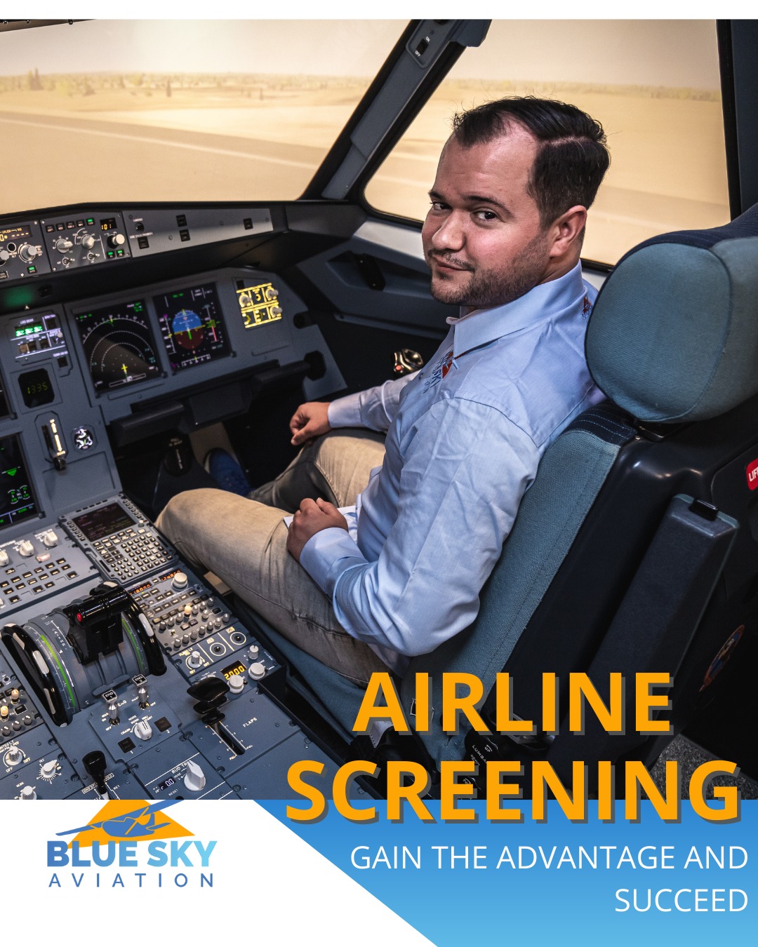 BLUE SKY AVIATION Facebook ad: Heading to an airline screening?