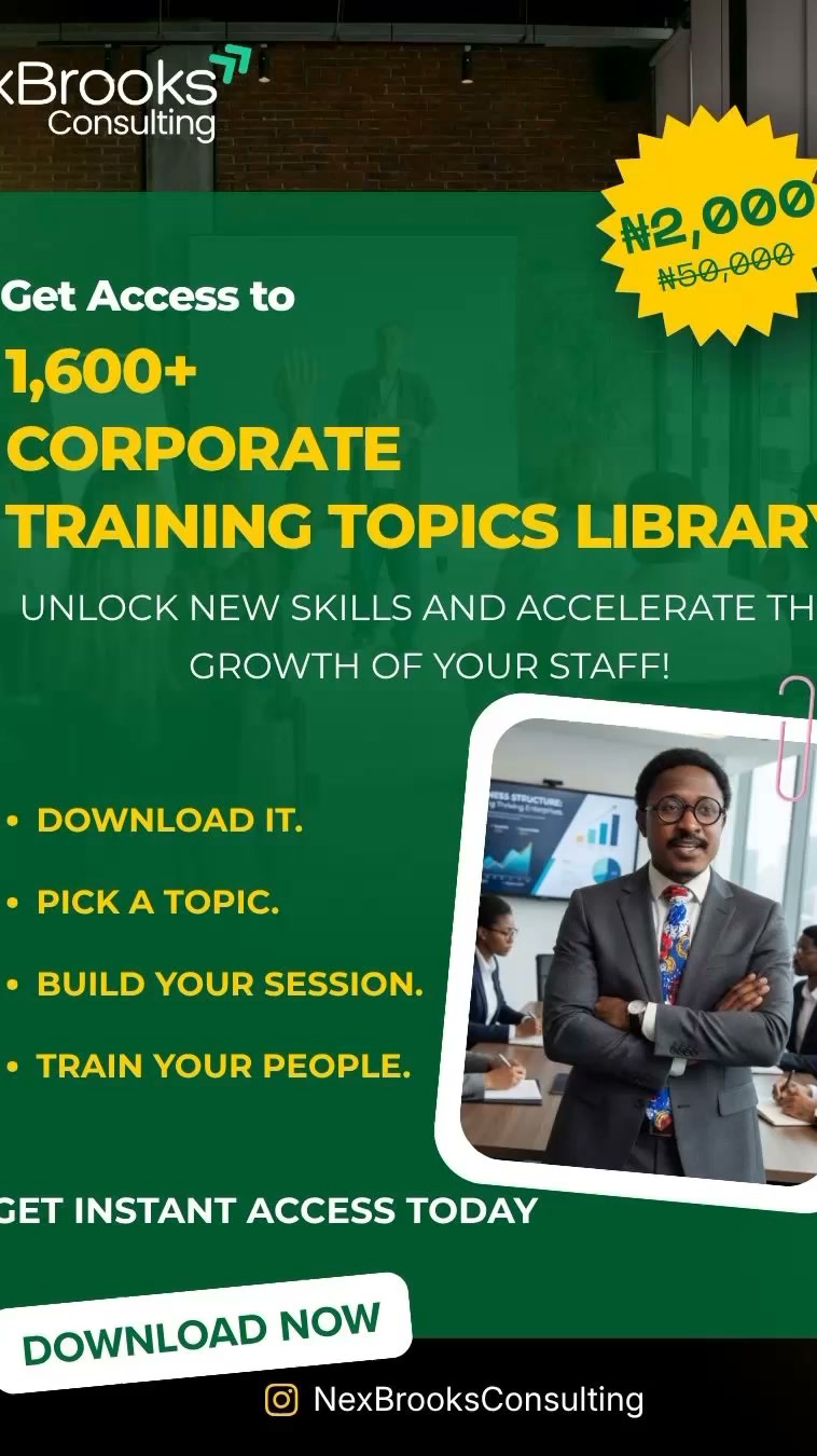 NexBrooks Consulting Facebook ad: 1,600+ Corporate Training Topics | Your Ultimate Staff…
