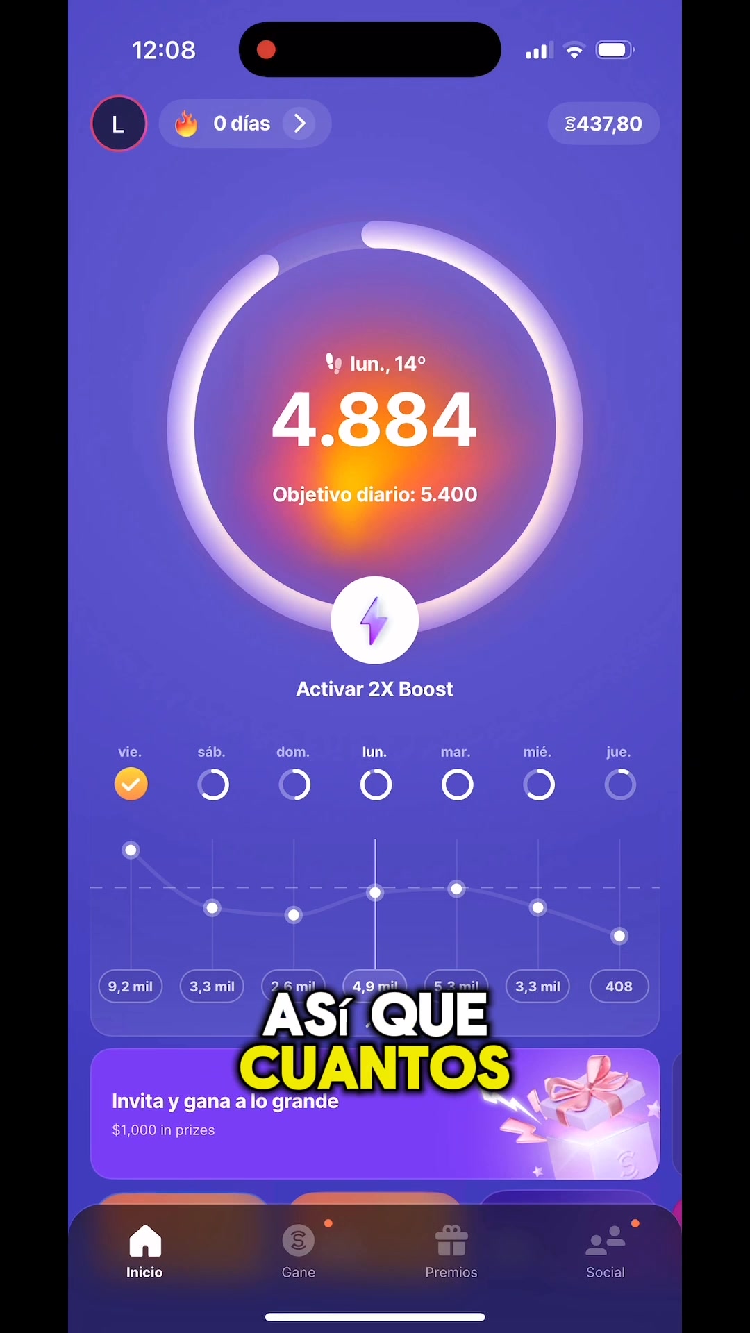 Sweatcoin Facebook ad: Descarga la aplicación número 1 para caminar