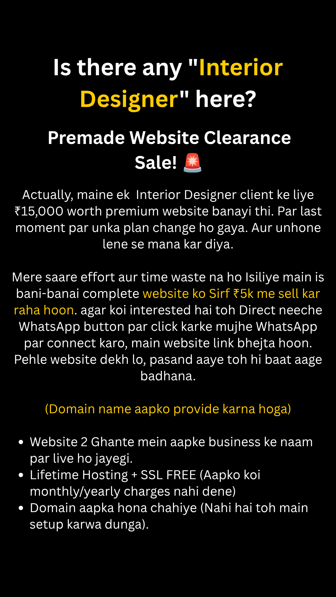 Flaanko Facebook ad: ₹15,000 Premium Website at just ₹5K Today