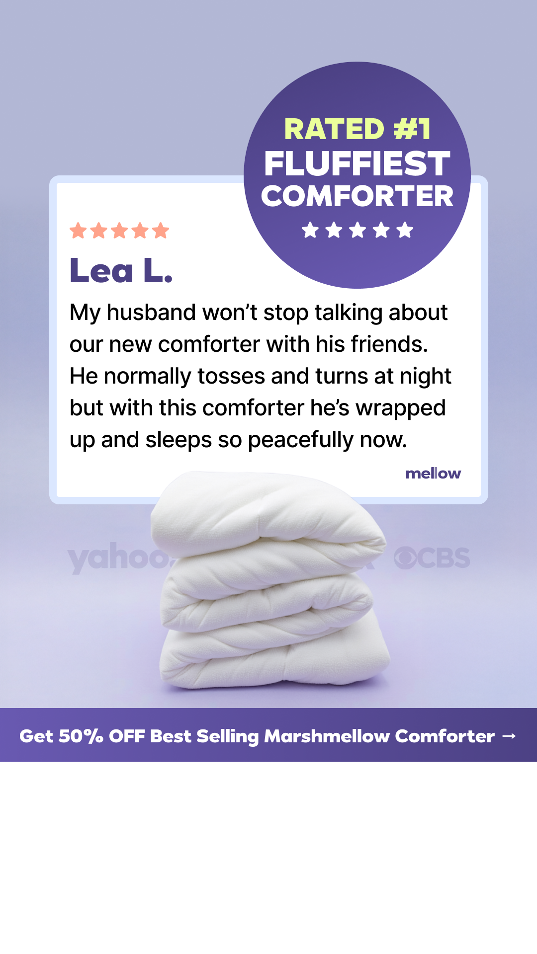 Mellow Bedding Facebook ad from Feb 24, 2026