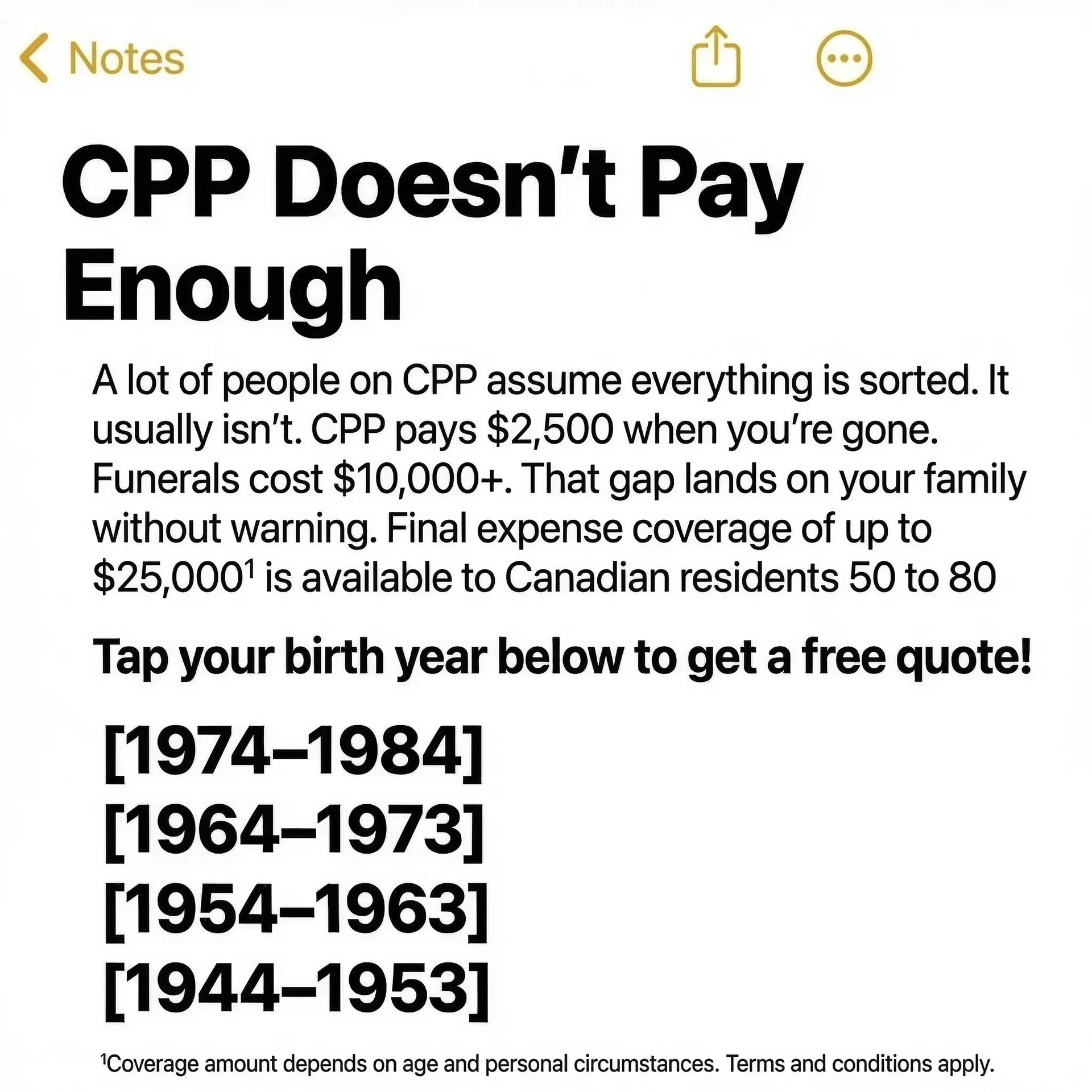 Ethan Johnson Facebook ad: Get Up To $250,000 In Coverage