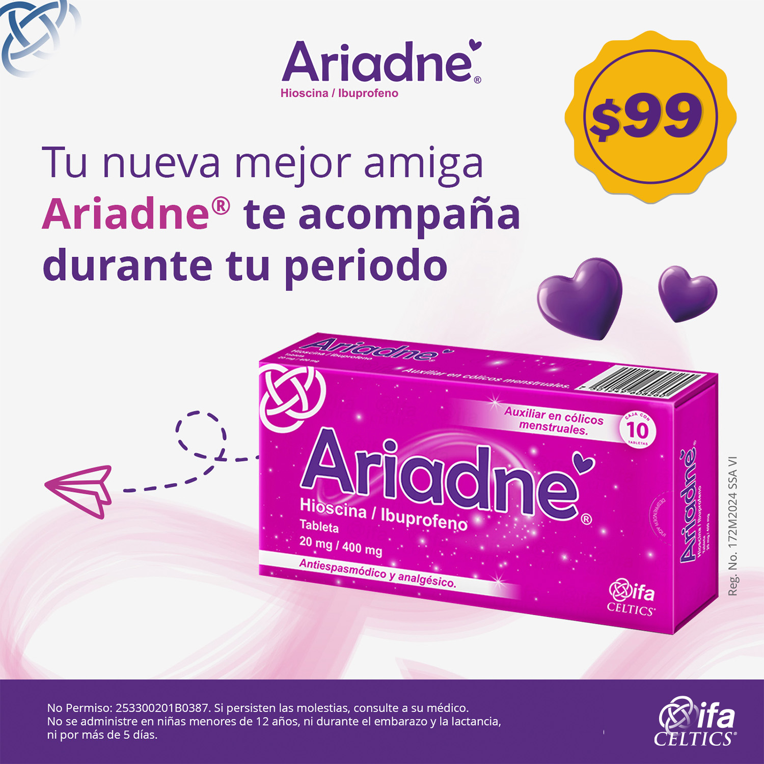Ariadne Facebook ad: Ese dolor que llega cada mes… ya tiene…