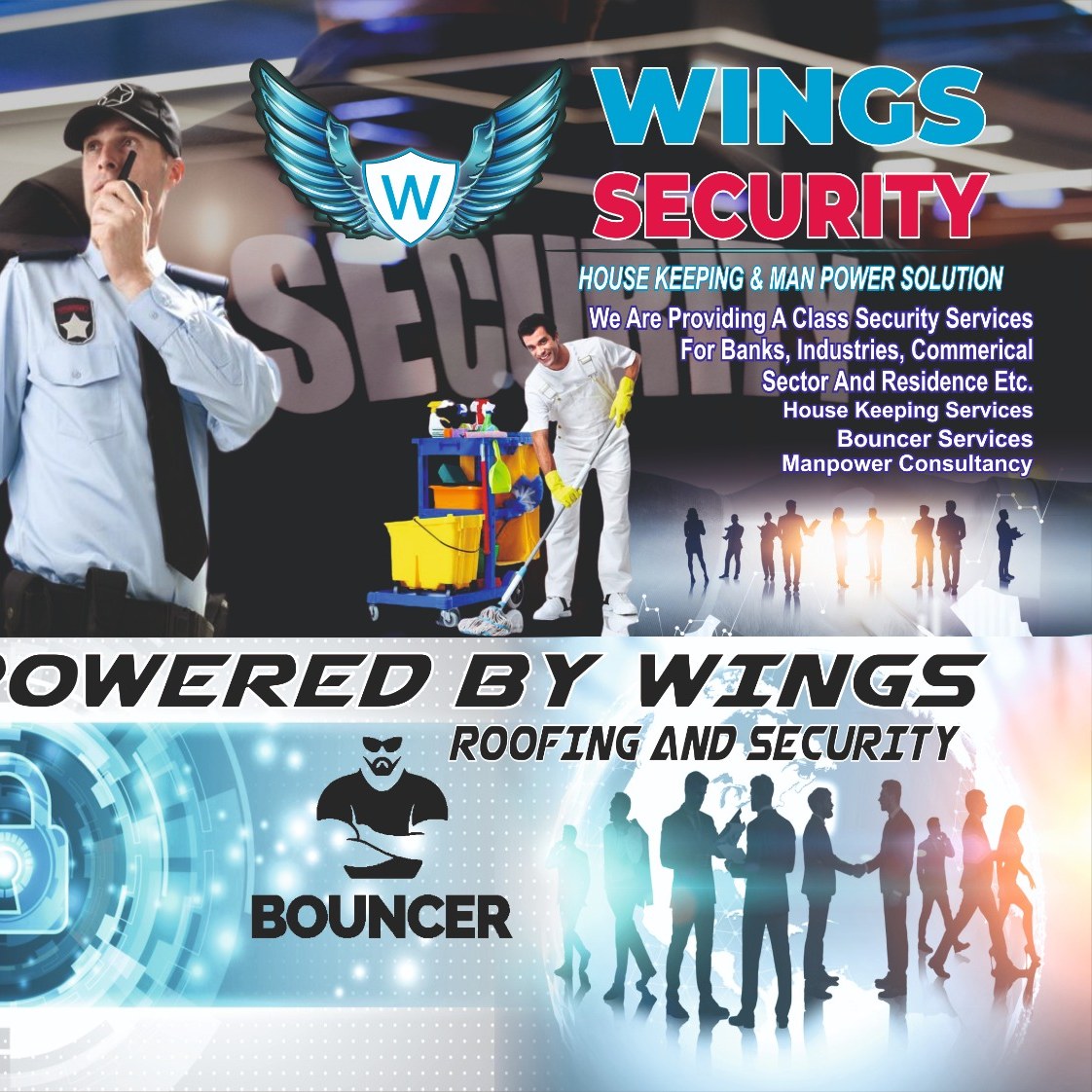Wings security Facebook ad: We are providing A class security services for…
