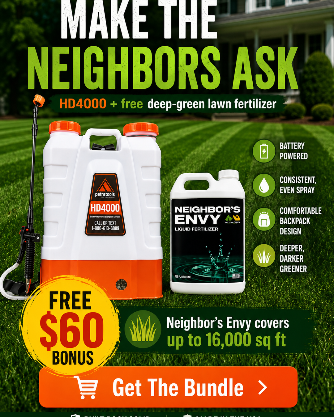 PetraTools Plus Facebook ad: Your Lawn Deserves the Best Start