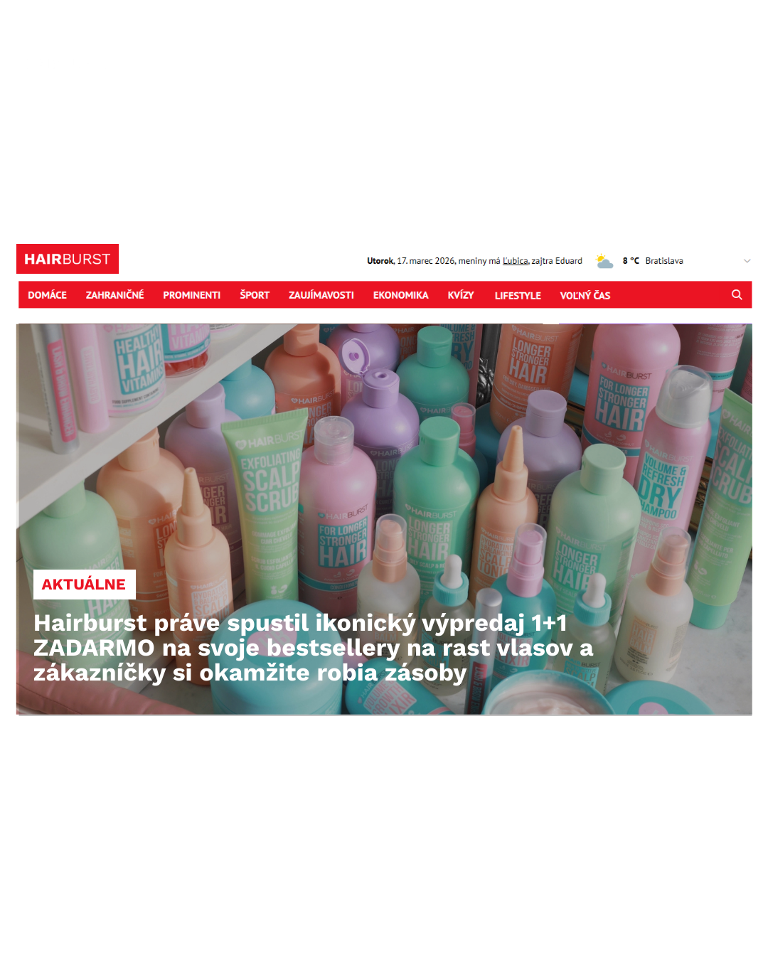 Hairburst SK.CZ Facebook ad