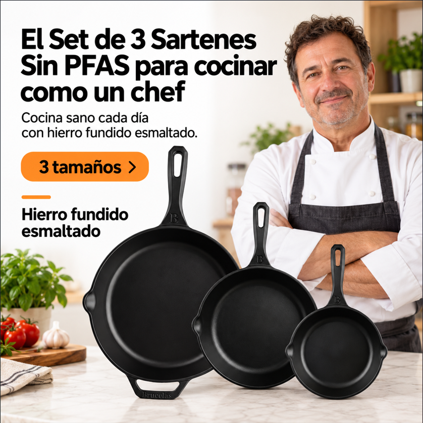 Bruselas Cocina Spain Facebook ad: Cocina sin PFAS. Cocina con hierro fundido.