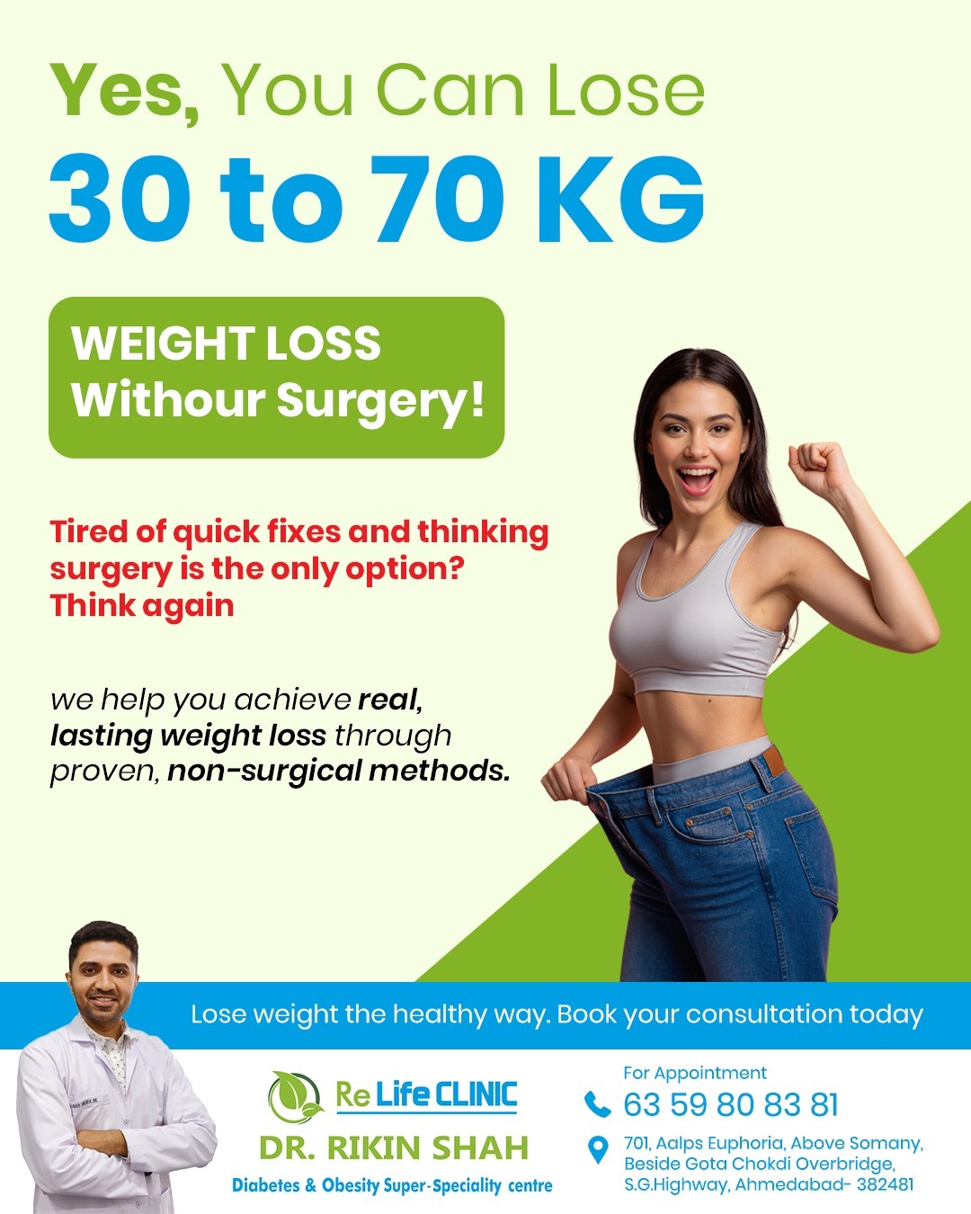 Dr. Rikin Shah Facebook ad: Loose between 30 to 70 kg safely and effectively
