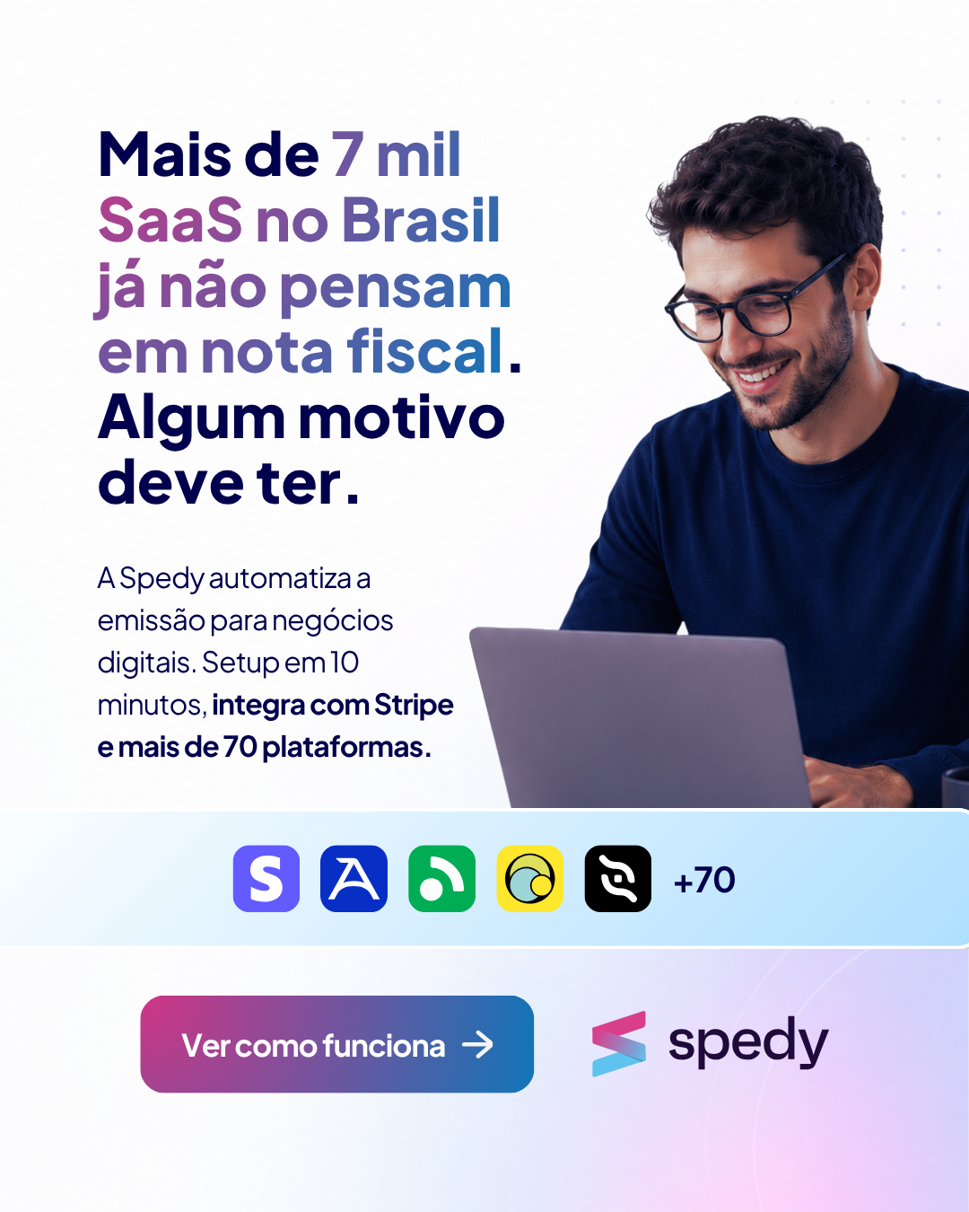 Spedy Facebook ad: Nota fiscal no automático para SaaS.