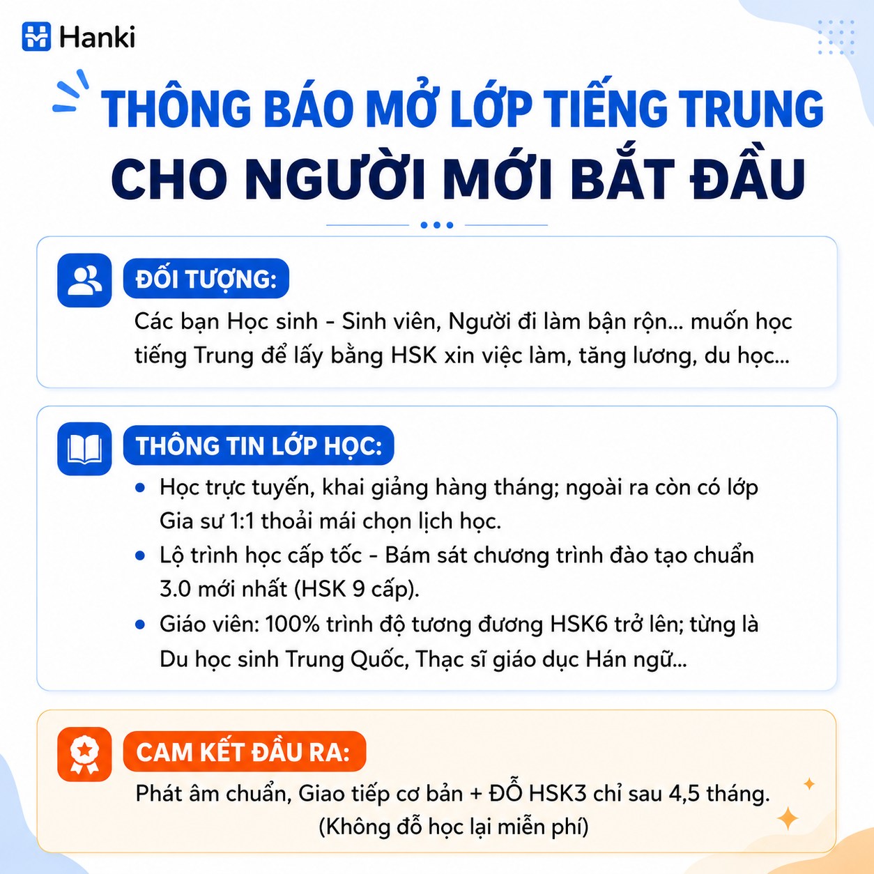 Tiếng Trung Hanki Facebook ad: [Cập nhật LKG mới nhất] Lộ trình từ…