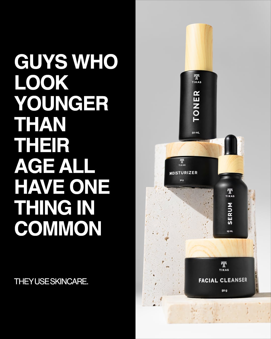 Tikas Facebook ad: Look Younger Without Trying Too Hard