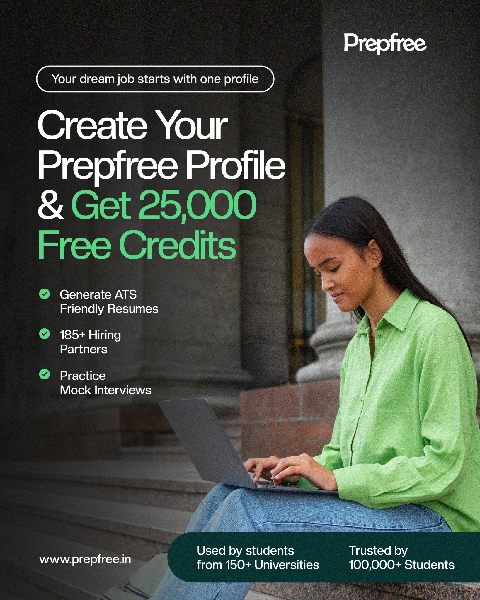 Prepfree Facebook ad: Your first job begins with one smart decision.